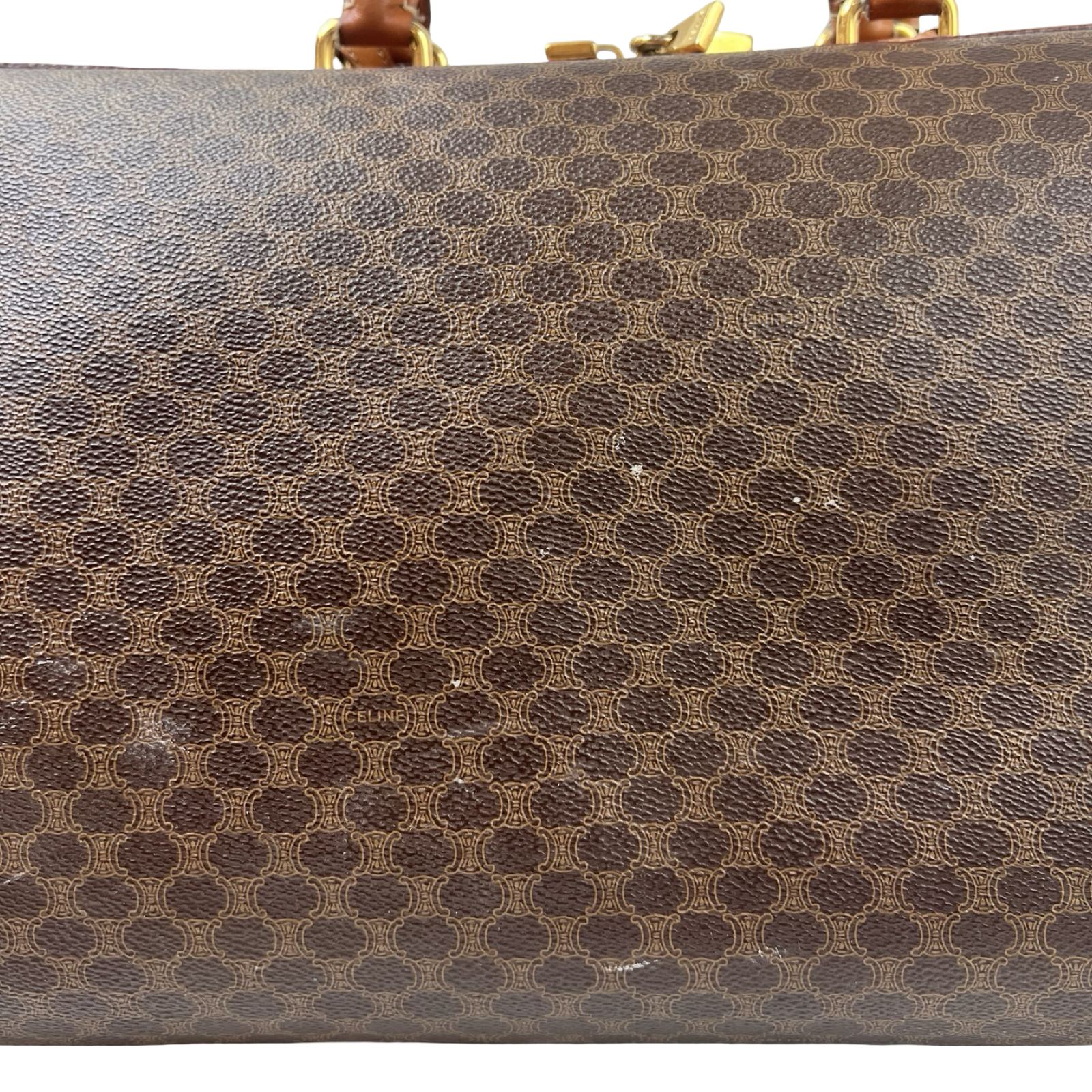 Vintage Celine Macadam Coated Canvas Travel Duffle Bag
