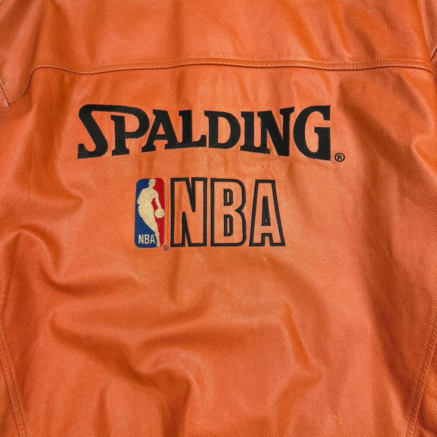 Vintage Spalding Official Game Ball NBA Basketball Leather Jacket Brown