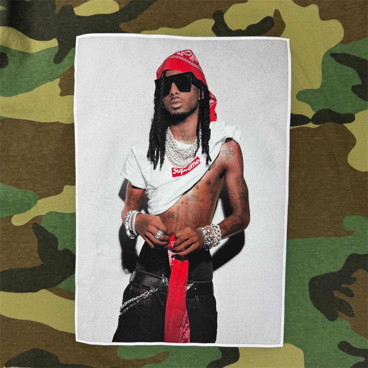 Supreme Playboi Carti T-Shirt Woodland Camo