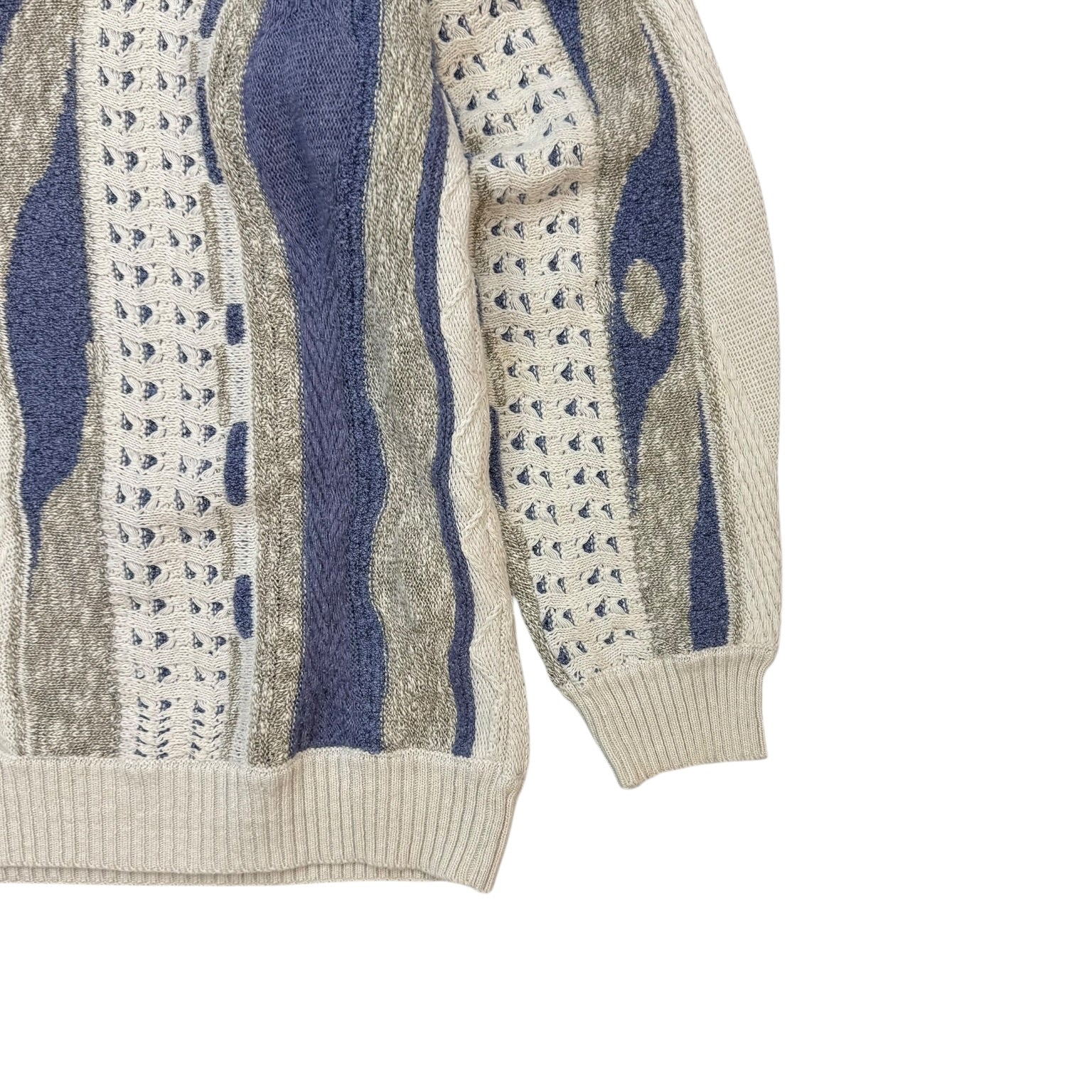 Vintage Jacques S Cable Knit Sweater White/Blue