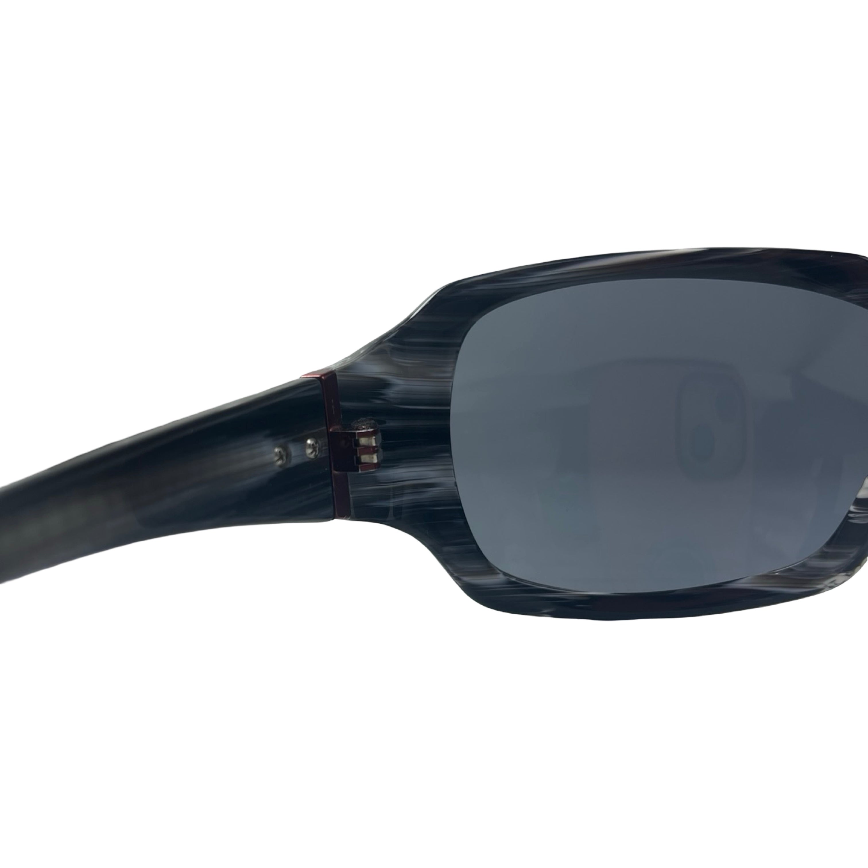 (W) Vintage Oakley Script Sunglasses Burgundy & Grey Horn