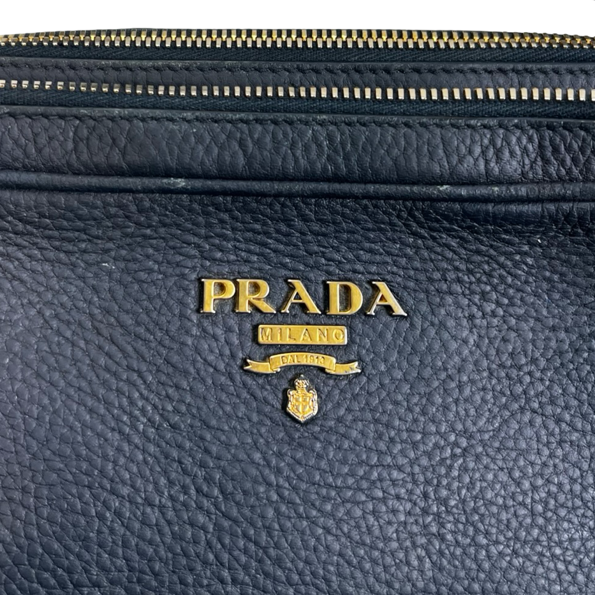 Prada Vitello Daino Double Zip Camera Bag Navy