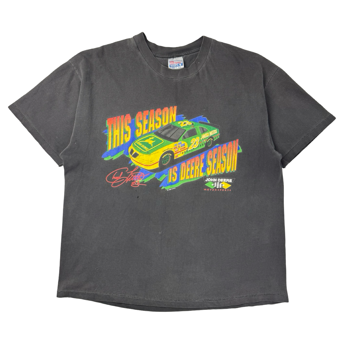 1996 John Deere NASCAR Promo T-Shirt Faded Black