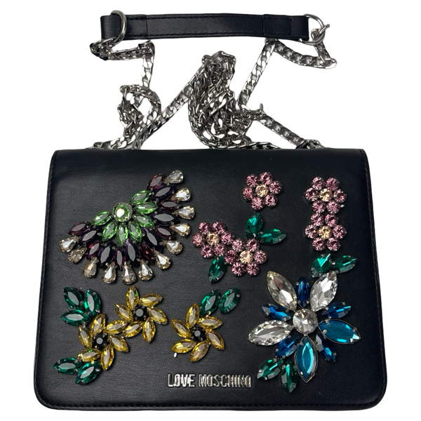 (W) Love Moschino Jewel Embellished Shoulder Bag Black