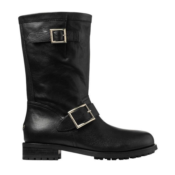 (W) Jimmy Choo Biker Mid Leather Ankle Boot Black (Used)