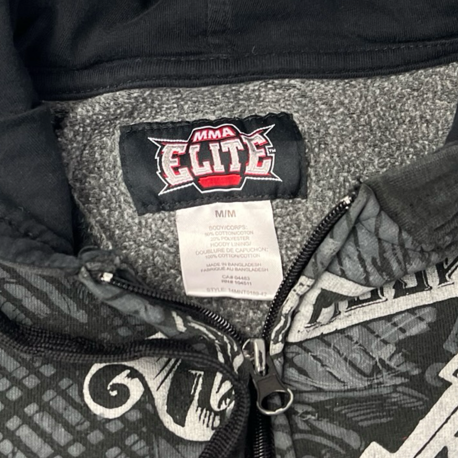 Vintage Y2K MMA Elite Cross Zip-Up Hoodie