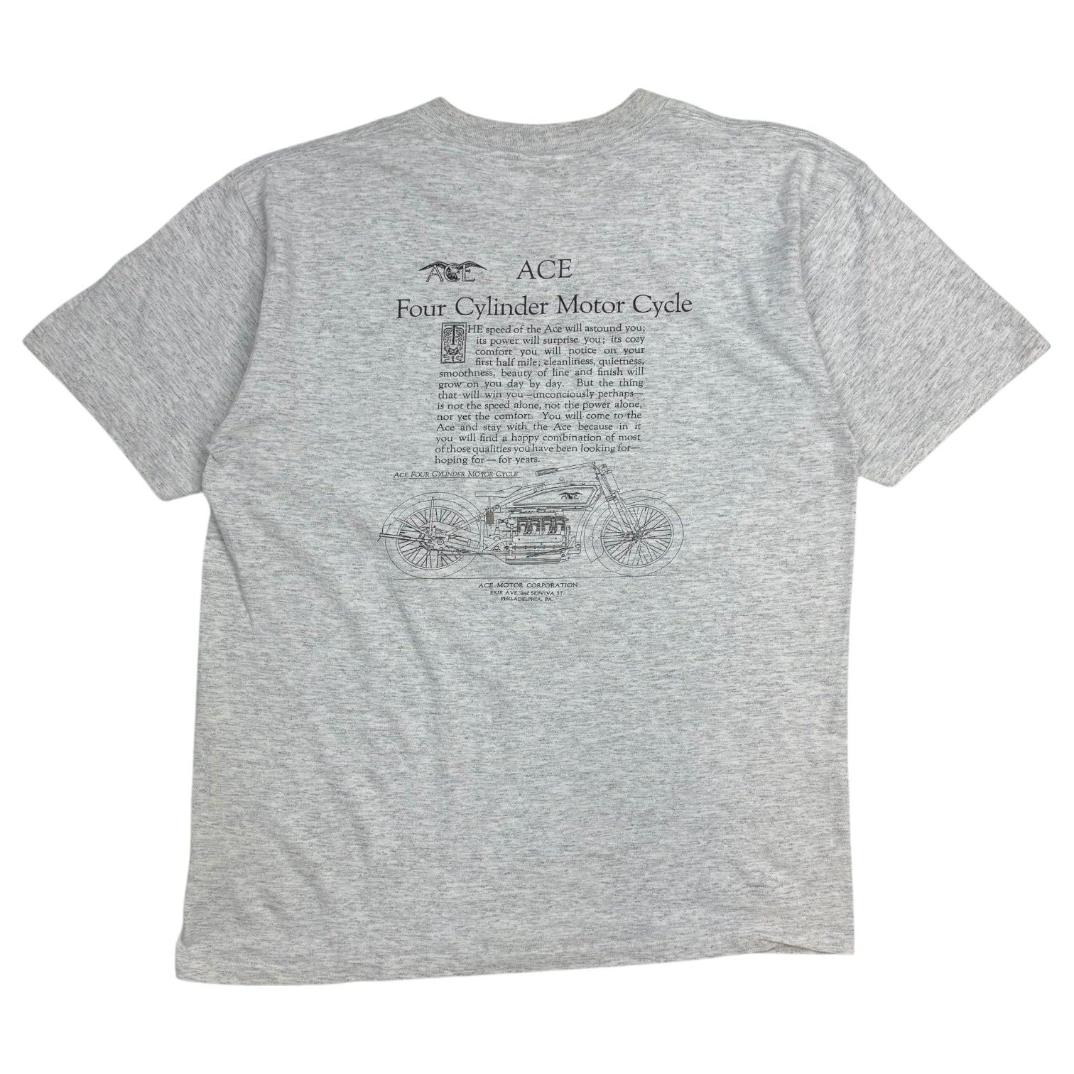 Vintage ACE Four ‘The Fastest Motorcycle In The World’ Tee Grey