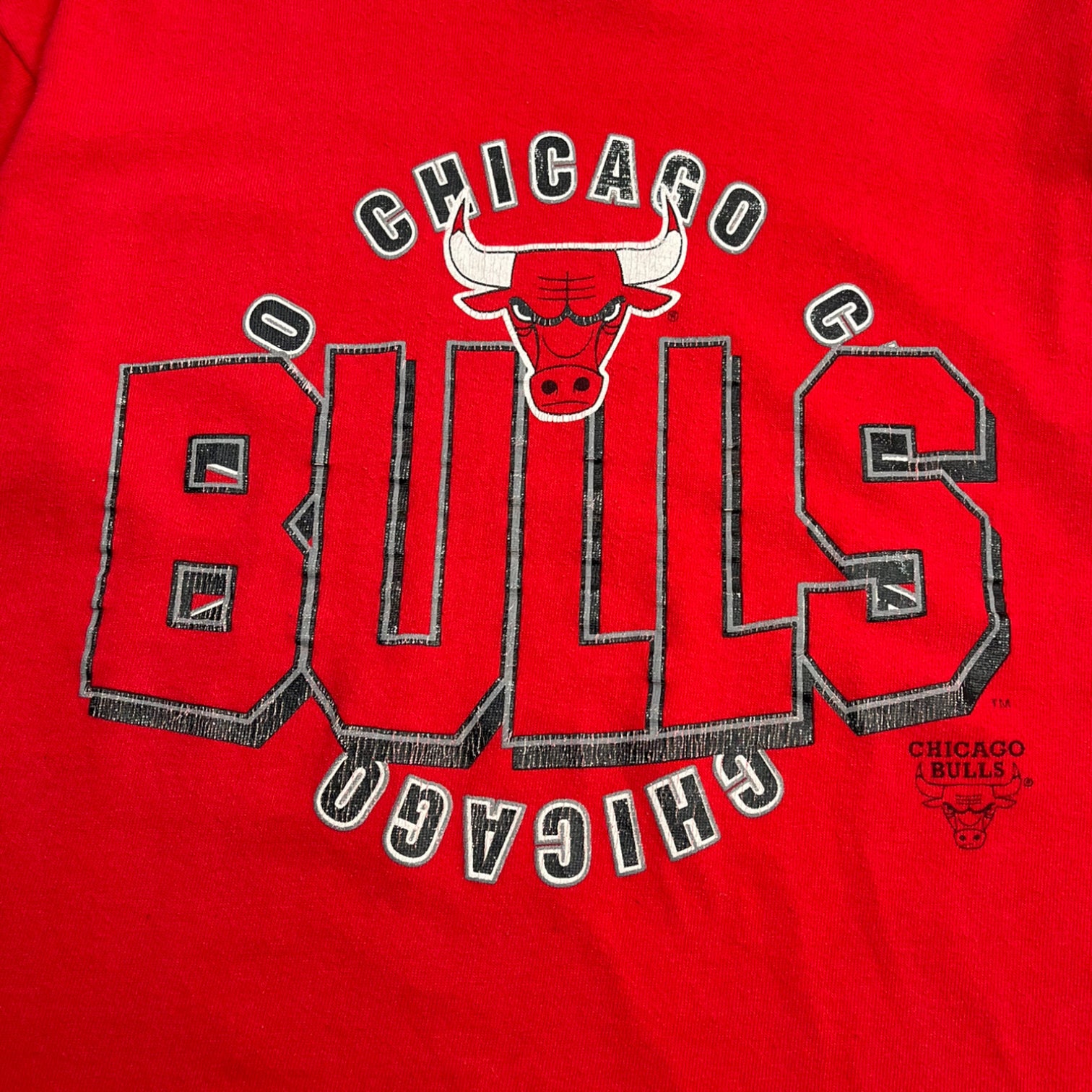 Vintage Chicago Bulls Champion Spell Out Logo Tee Red