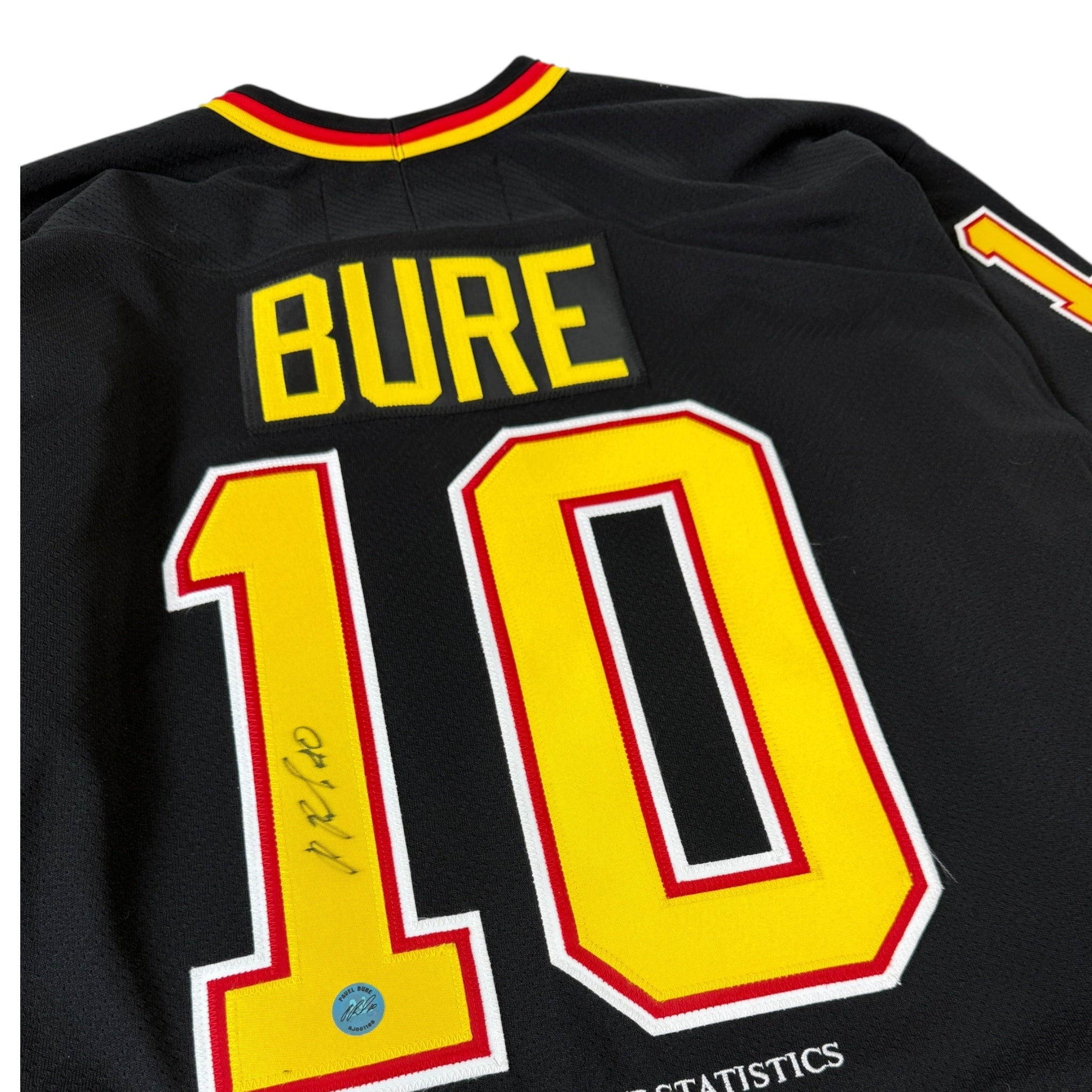 Pavel Bure Vancouver Canucks Autographed Retro CCM Stats Jersey LE 28/112