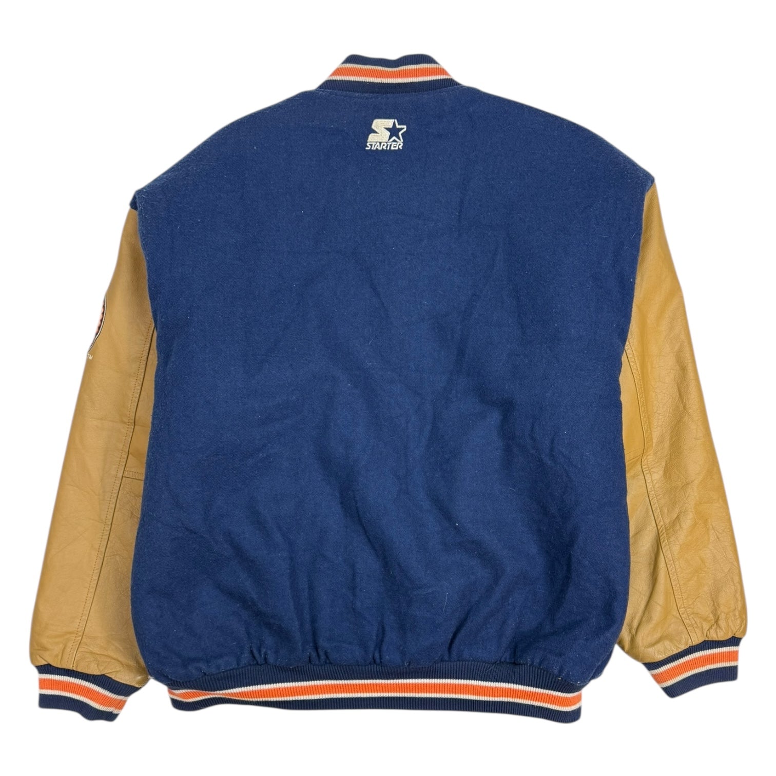 Vintage Starter University Of Illinois Wool/Leather Jacket Navy