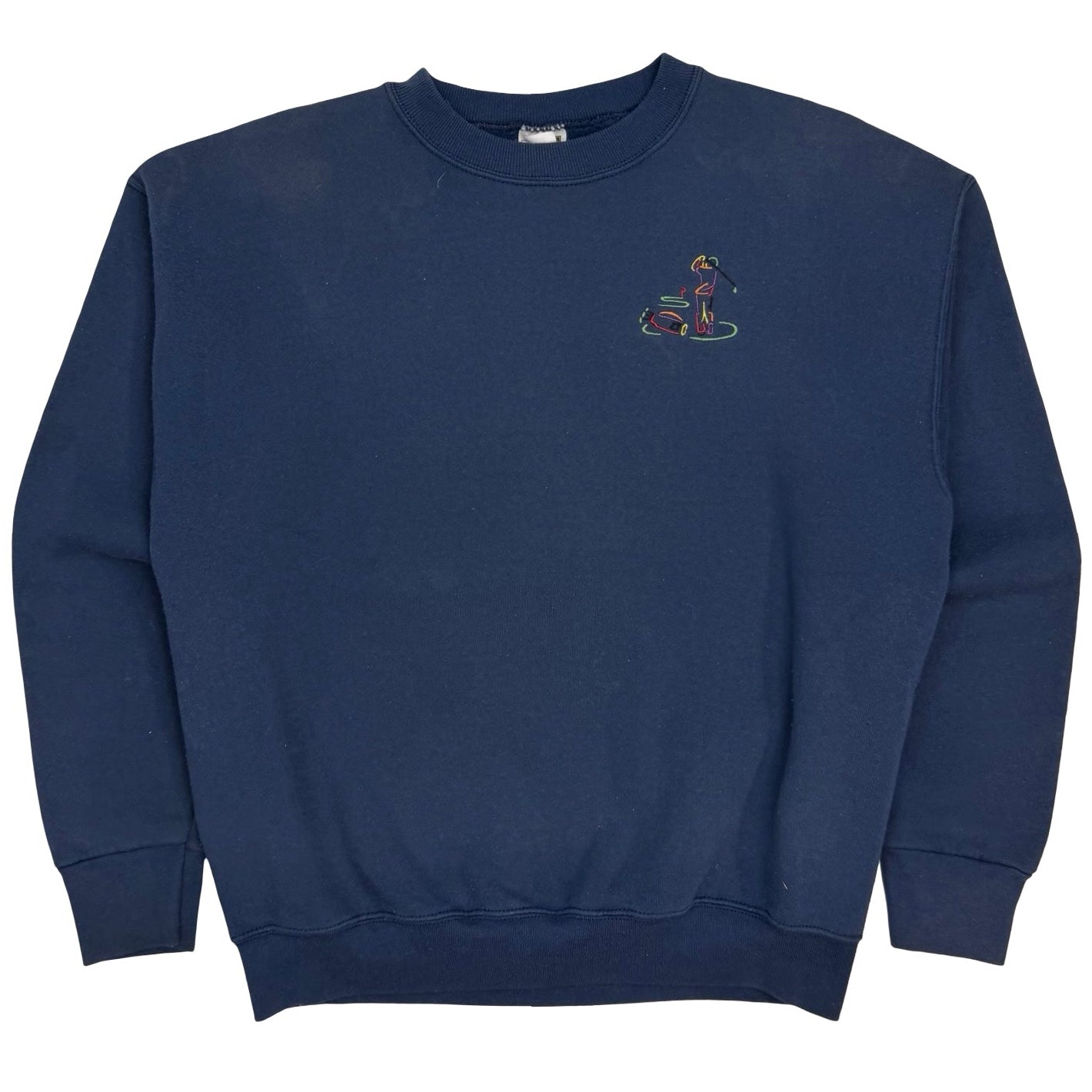 Vintage Embroidered Golf Crewneck Sweatshirt Navy