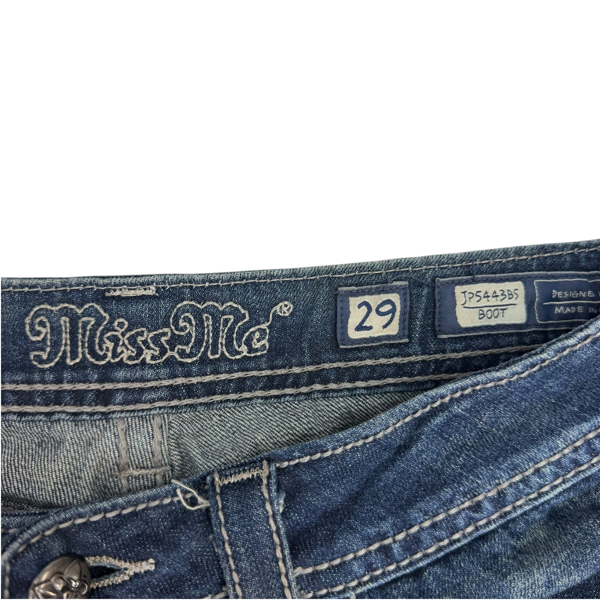 (W) Vintage Miss Me Rhinestone Flare Jeans Blue