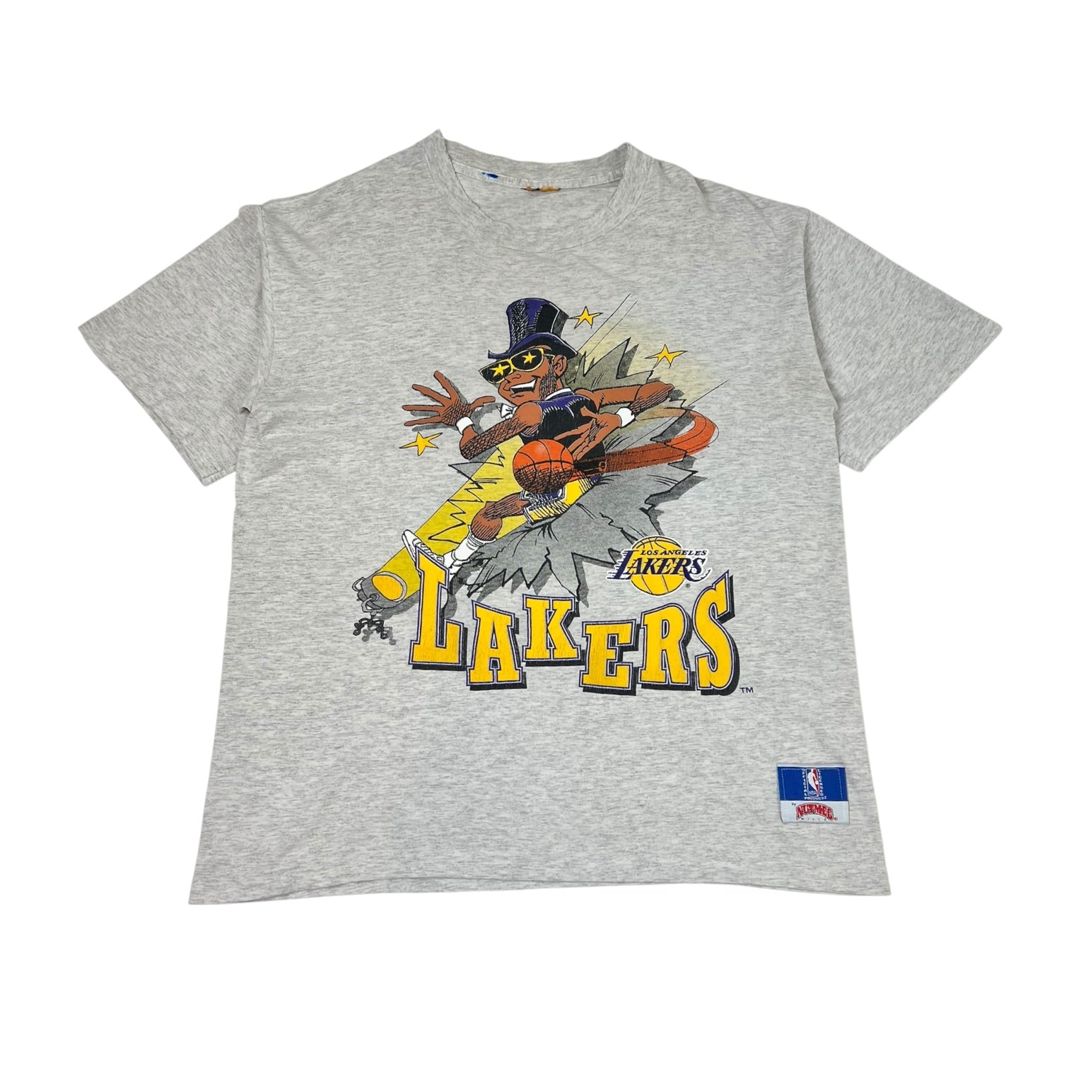 Vintage Nutmeg Mills NBA Los Angeles Lakers Caricature Graphic T-Shirt