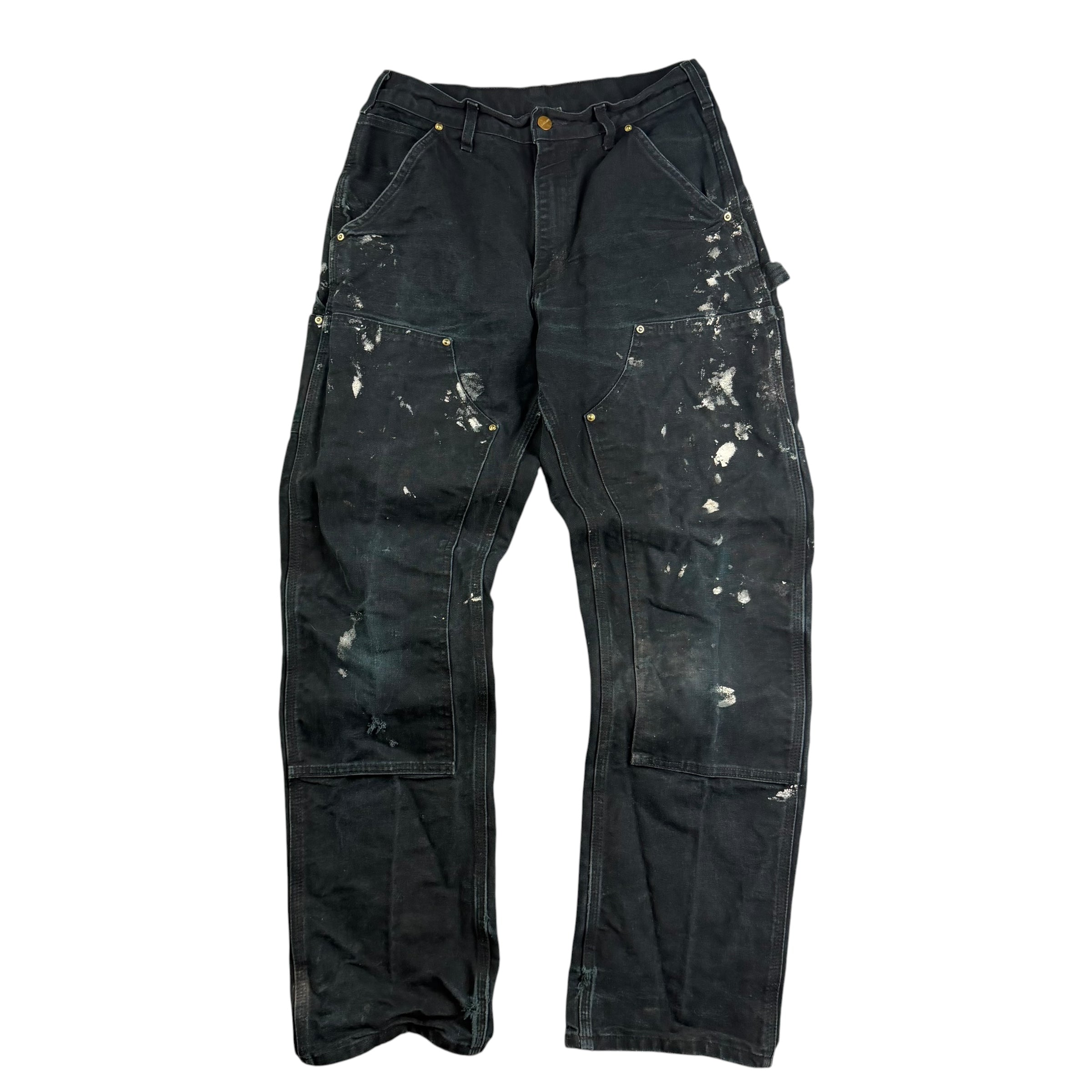Vintage Carhartt Double Knee Paint Splattered Pants Black