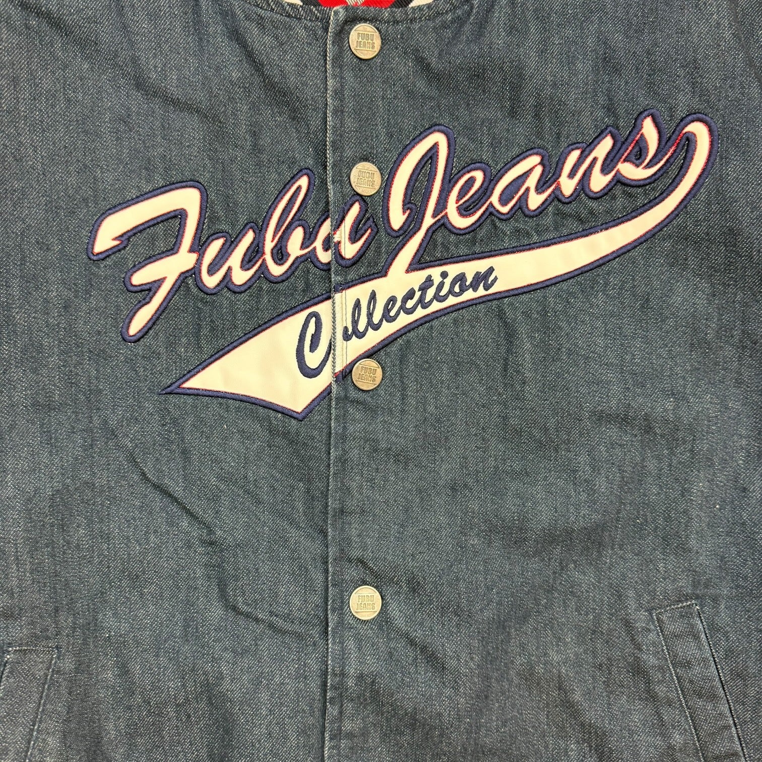 Vintage Fubu Jeans Collection Bomber Jacket Medium Wash