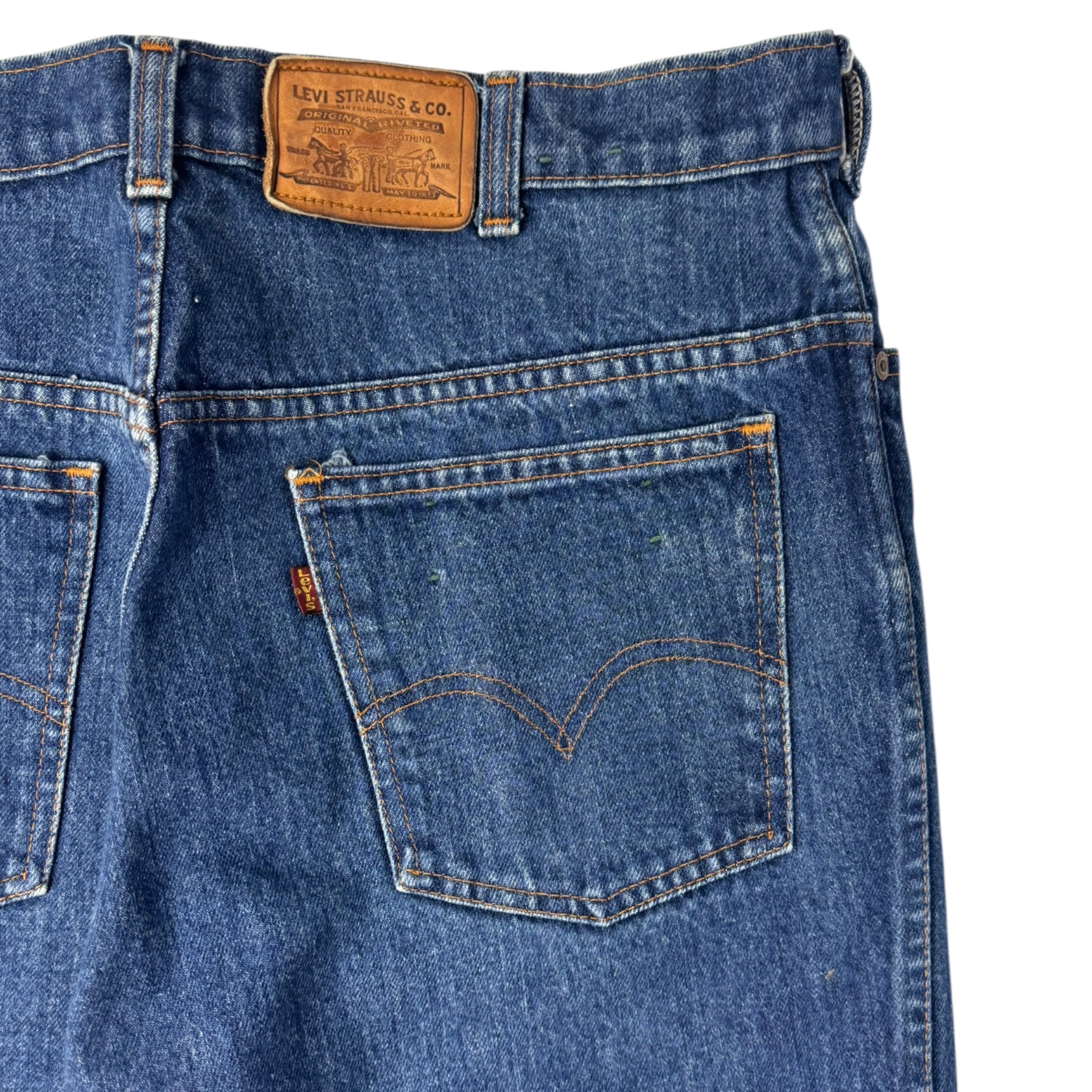 Vintage Levi’s Burgundy Tab Denim Bottoms Blue Wash