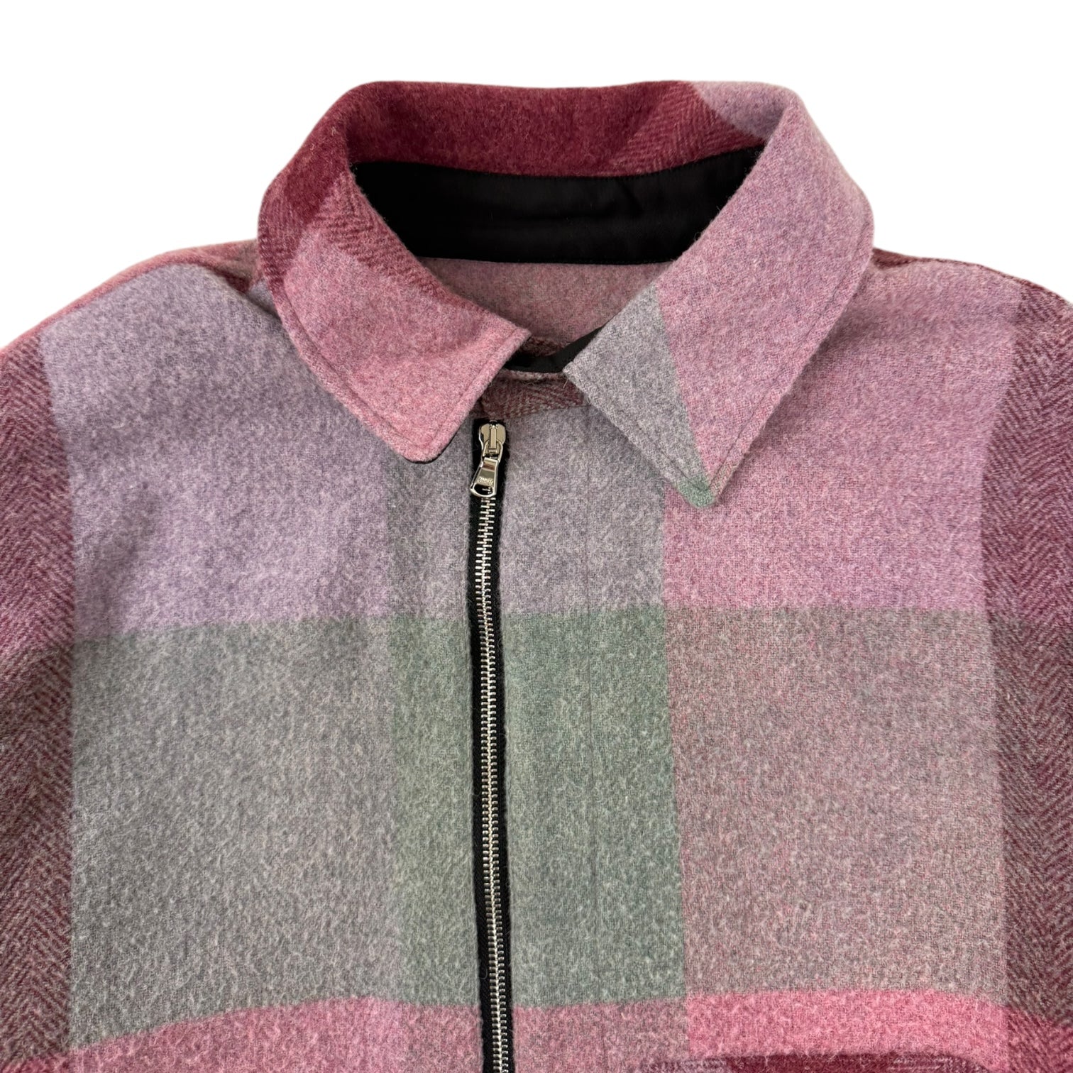 We11 Done Half Zip Plaid Jacket Fuchsia