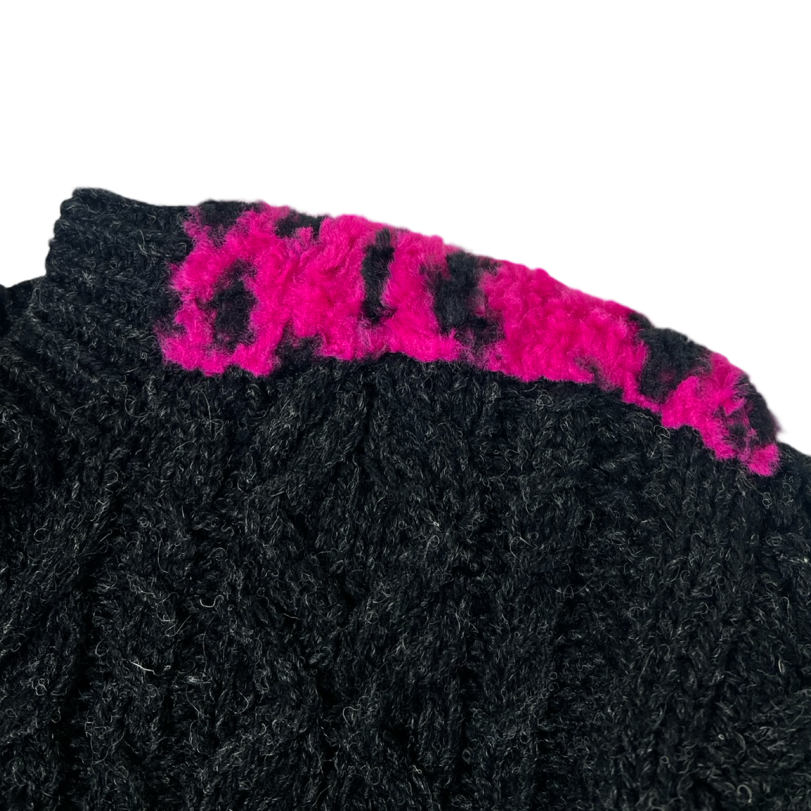 Junya Watanabe Comme Des Garçons Cable Knit Wool Dark Charcoal Sweater