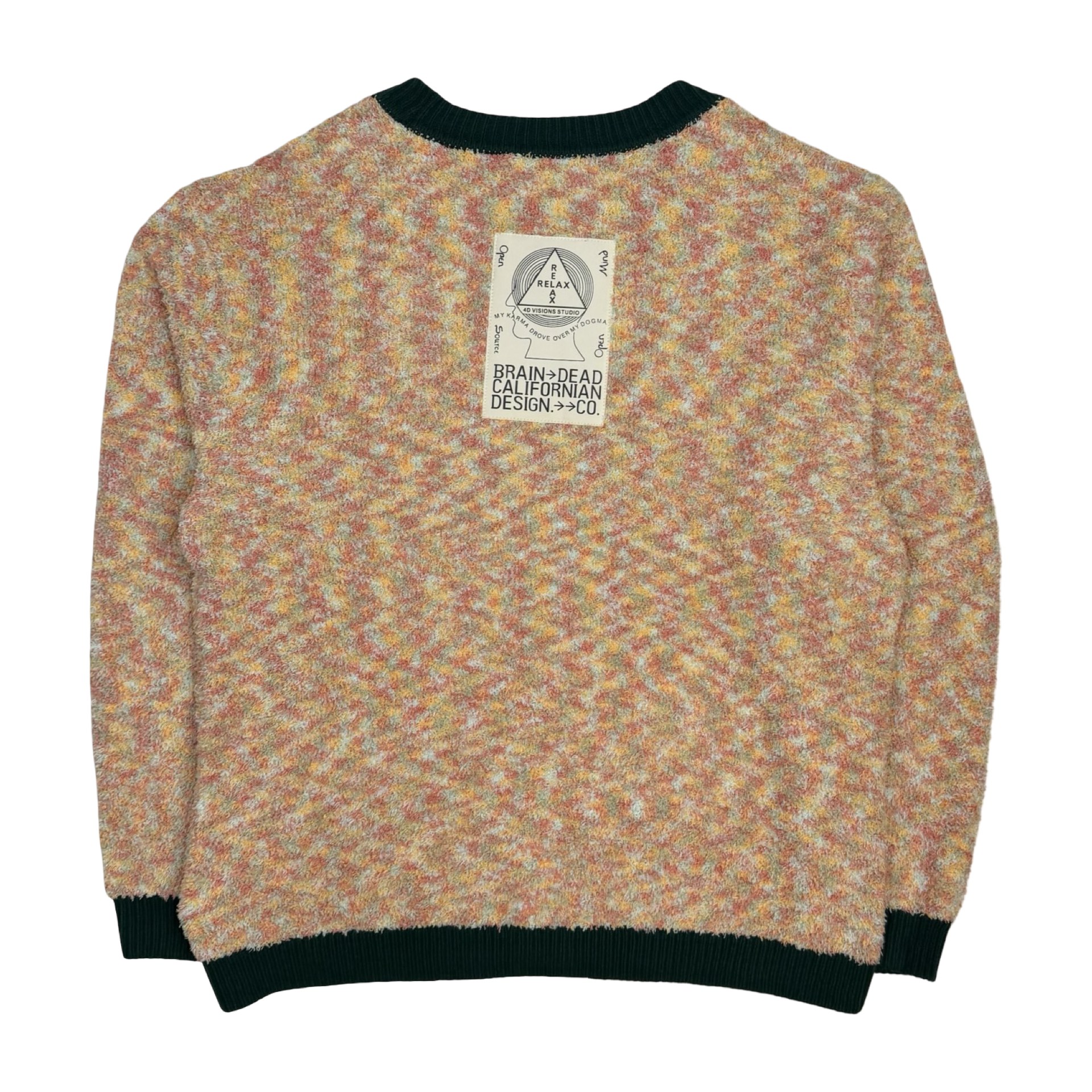 Brain Dead Teddy Fur Striped Cardigan Cream
