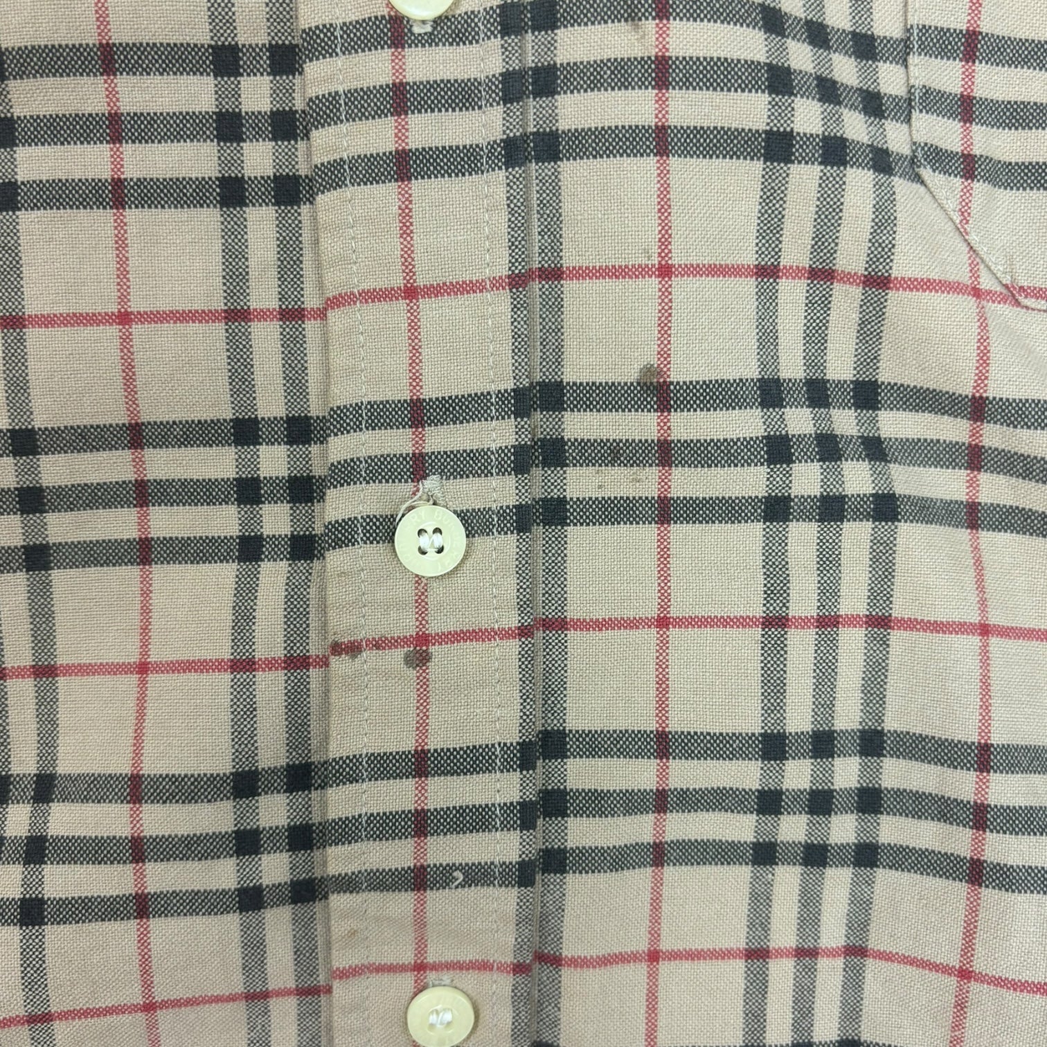 Burberry Plaid Oxford Button-Up Shirt Beige