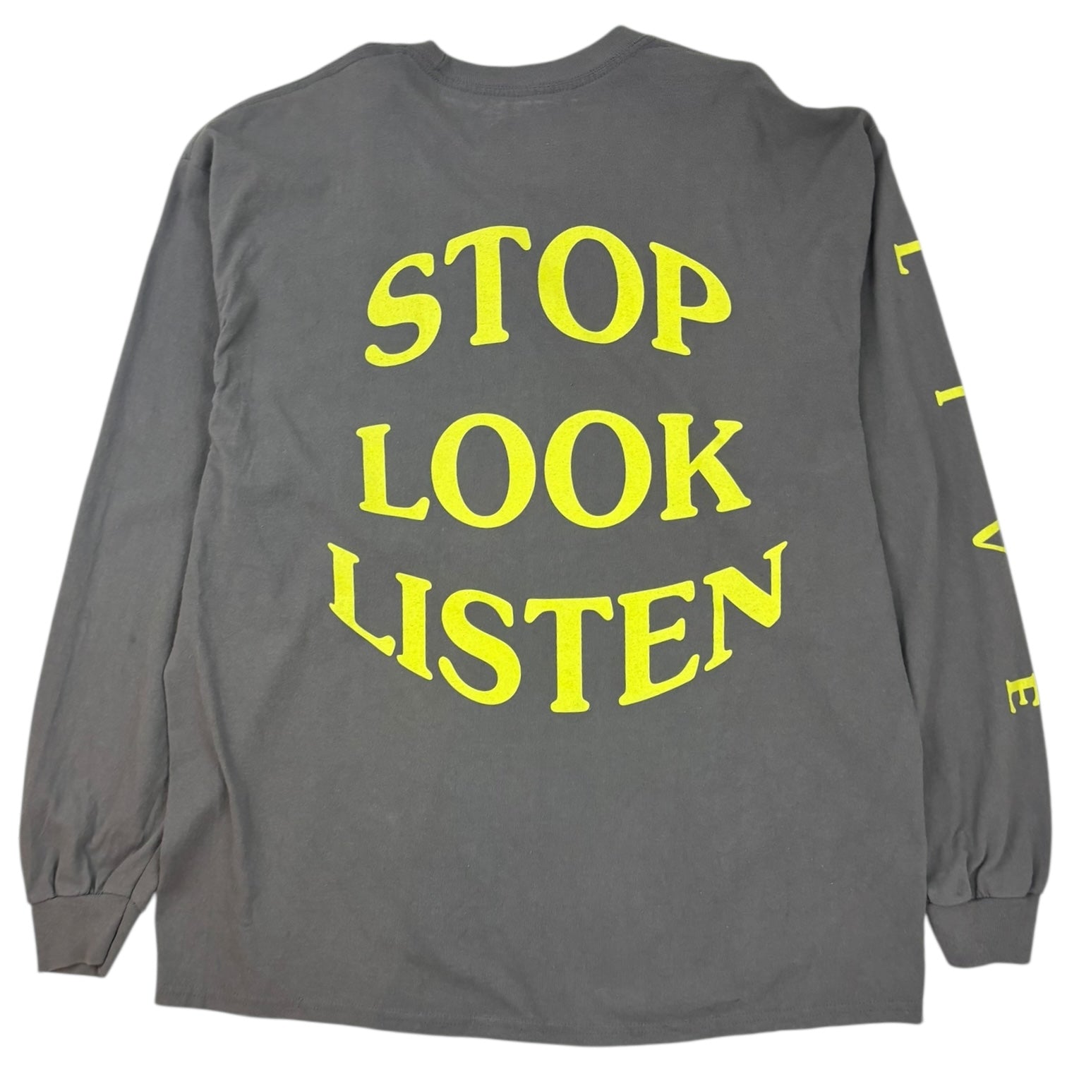 Travis Scott “Stop Look Listen” Astroworld Long Sleeve T-Shirt Grey