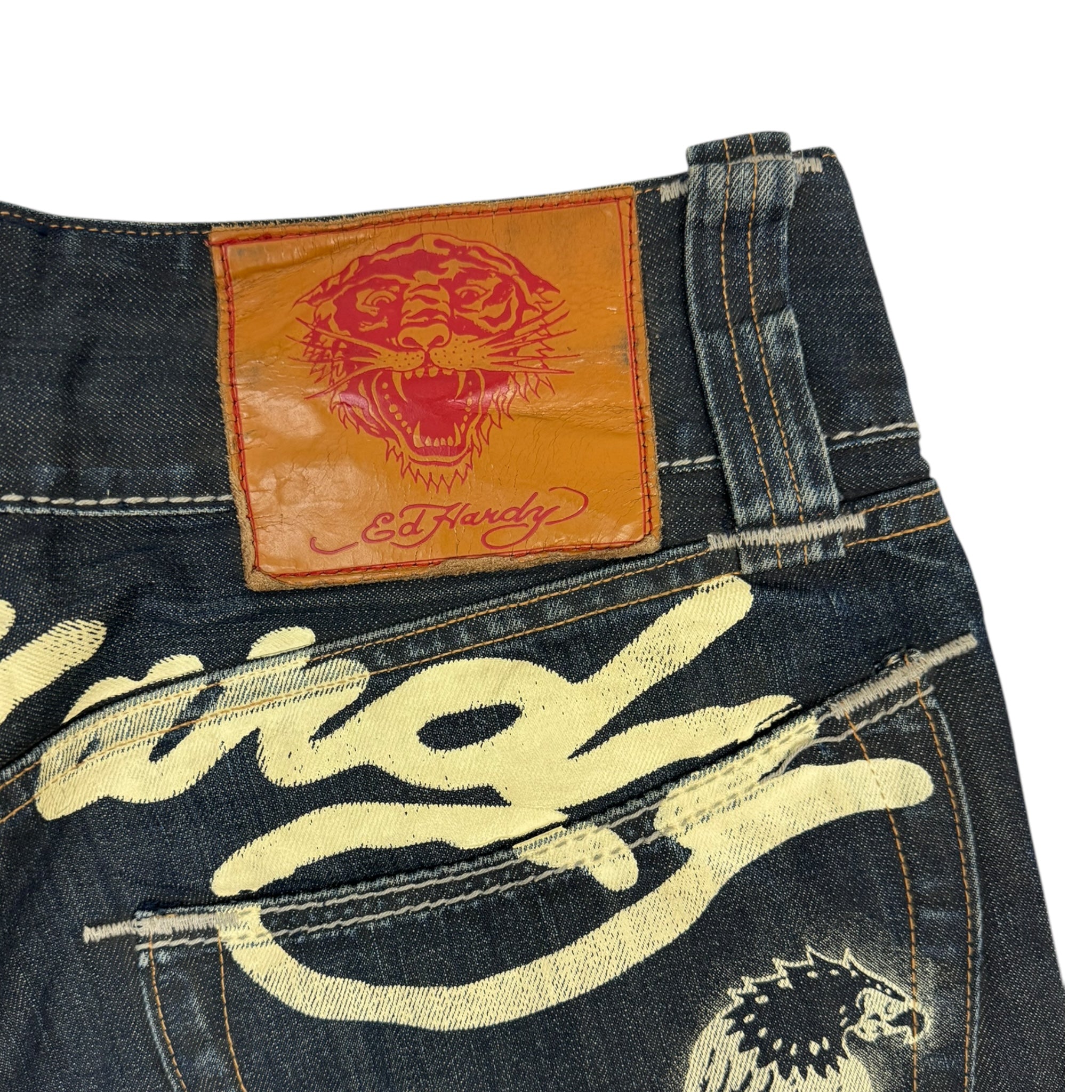 Y2K Ed Hardy Death Glory Light Wash Denim Jeans