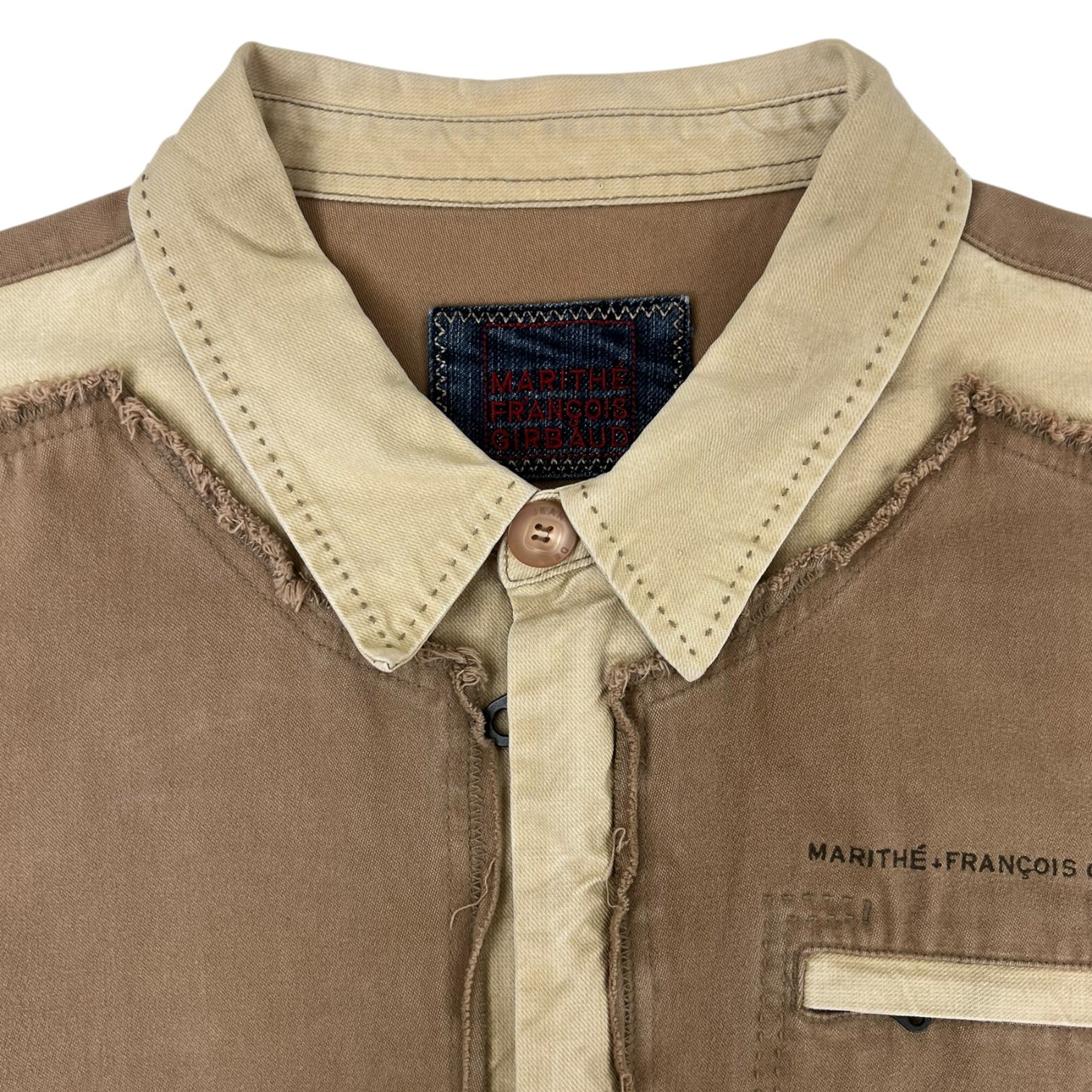 Vintage Marithé Francois Girbaud Raw-Edge Button Up Shirt Brown