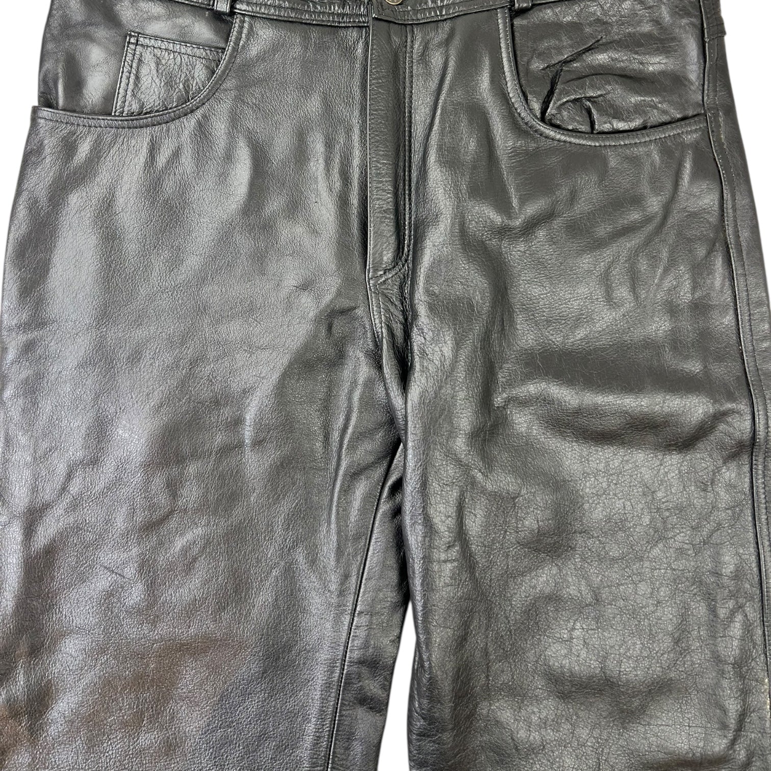 Vintage Xelement Wide Leather Pants Black