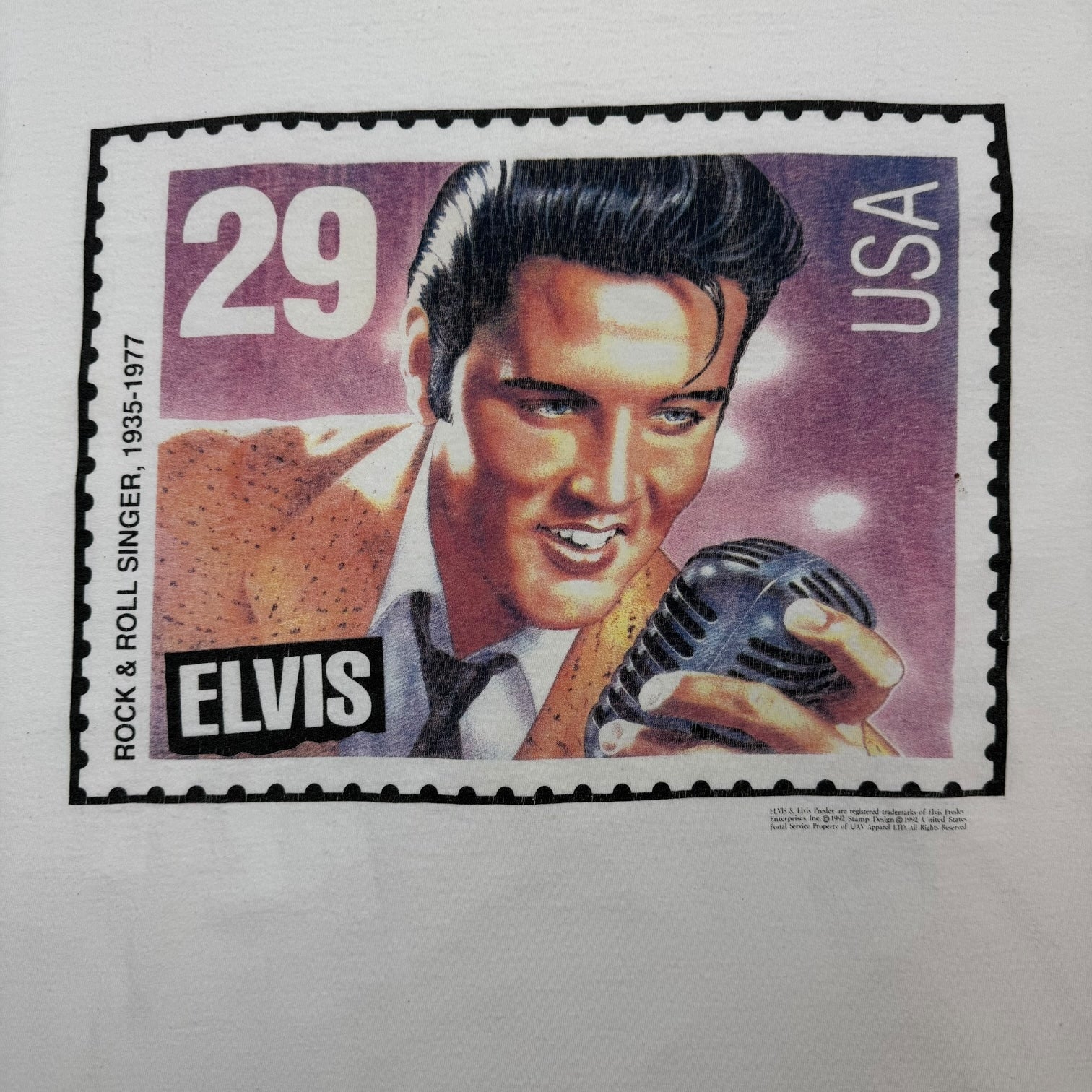 1992 Elvis Presley Stamp Tee White