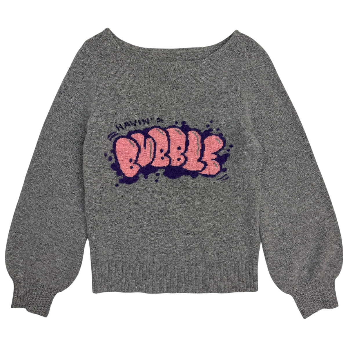 (W) Elizabeth Lau Graffiti “Havin’ A Bubble” Knit Sweater Grey
