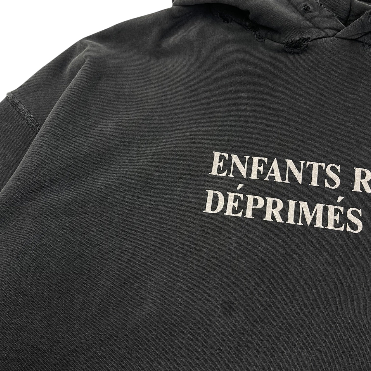 Enfants Riches Déprimés Thrashed Logo Hoodie Worn Black
