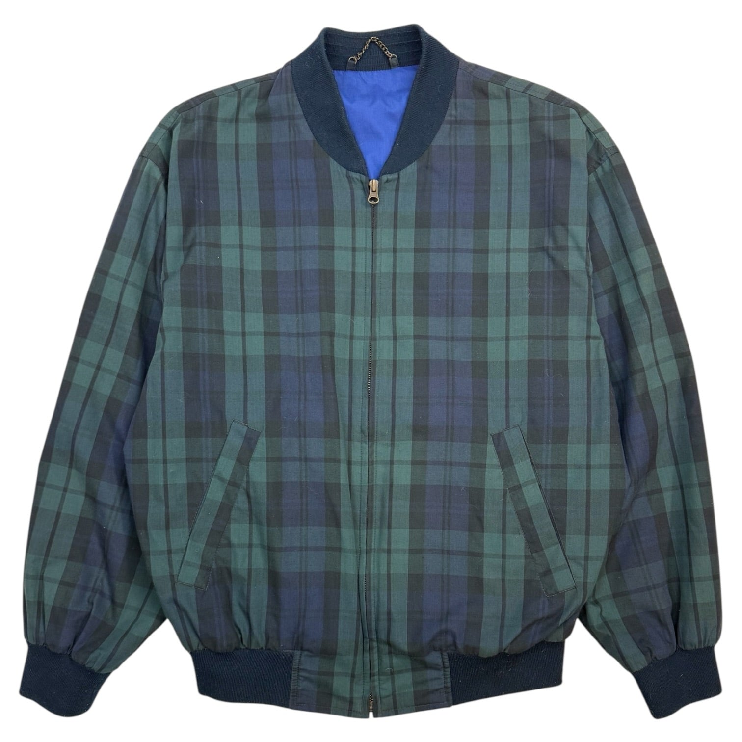 Vintage Marks & Spencer Plaid Bomber Style Jacket Green/Blue
