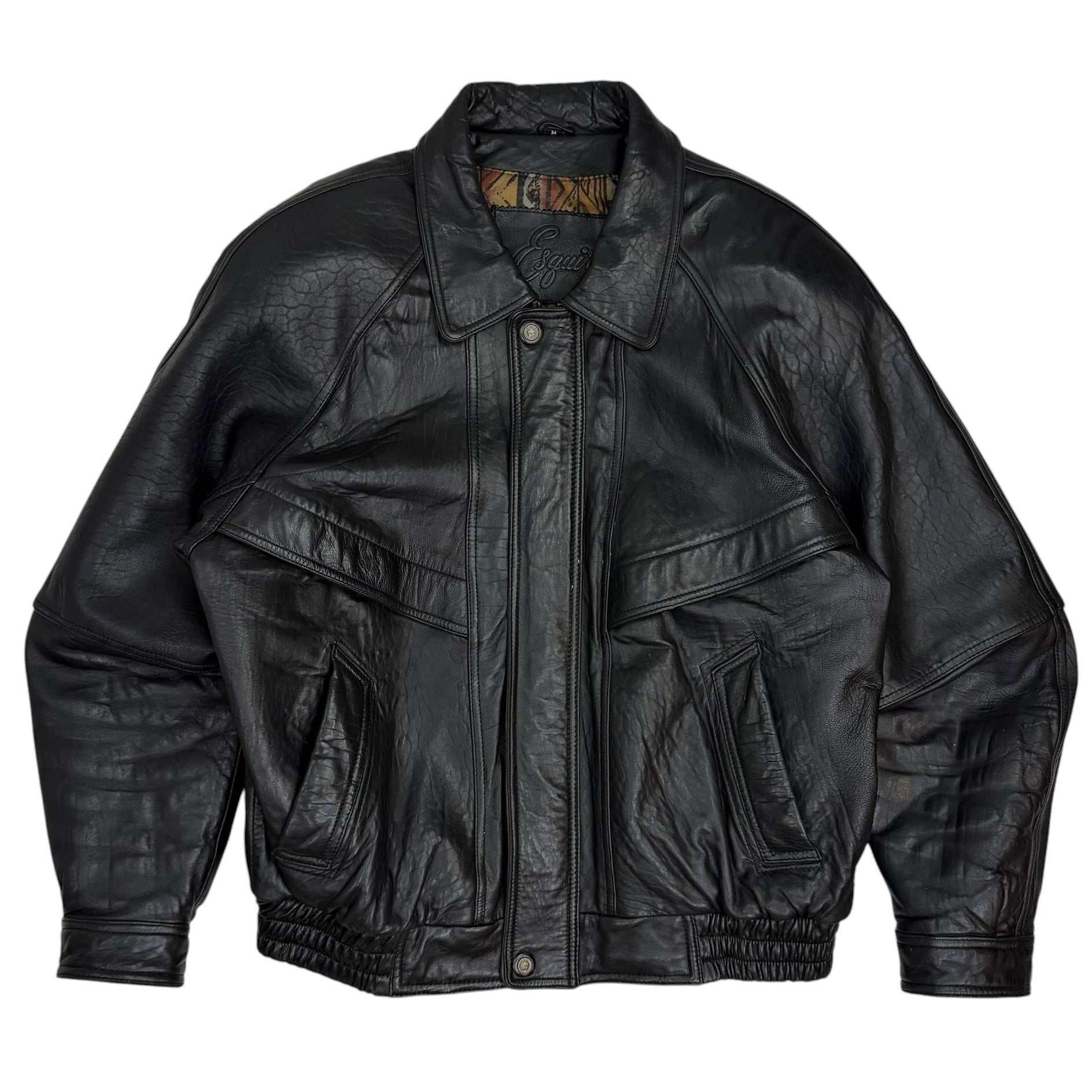 Vintage Esquire Leather Bomber Jacket Black