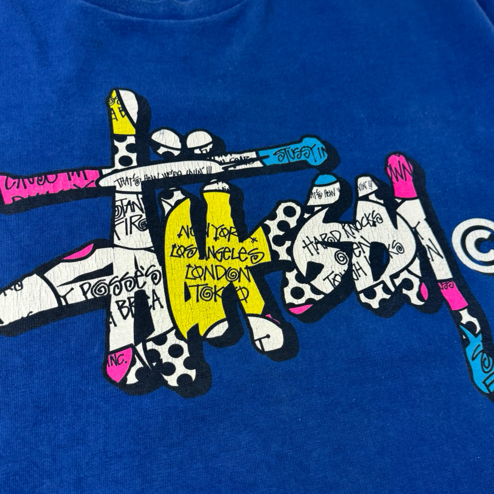 Vintage Stussy Graffiti T-Shirt Blue