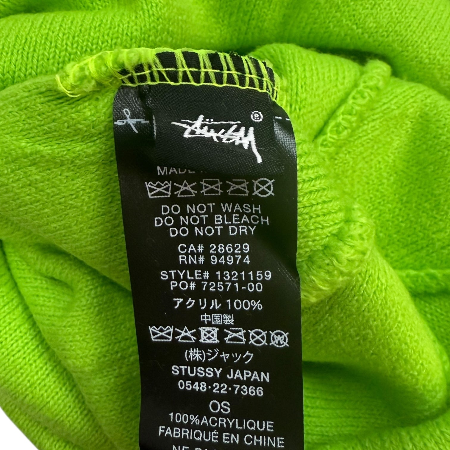 Stussy Crown Jacquard Cuff Beanie Safety Green