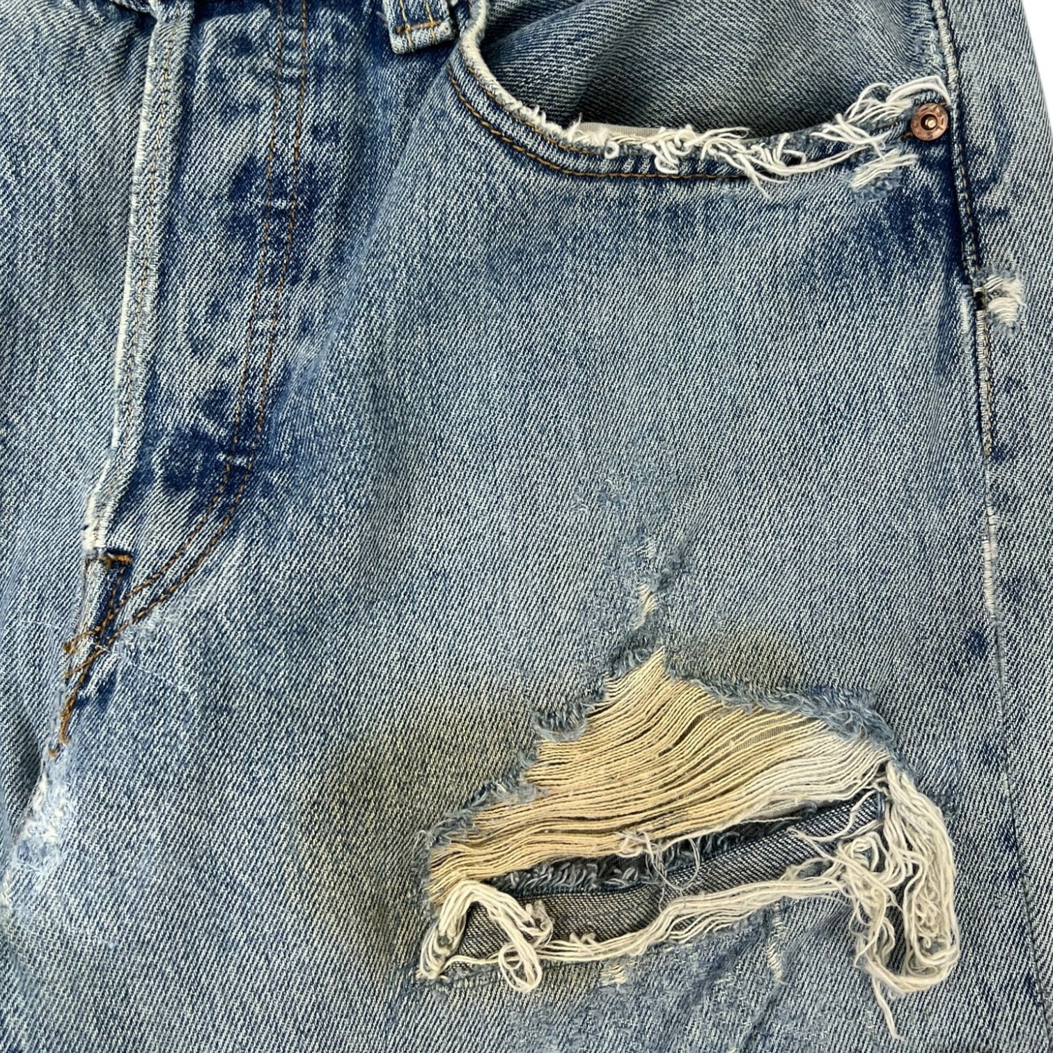 Gallery Dept. Leather Panel Distressed Slim-Fit Jean Light Wash