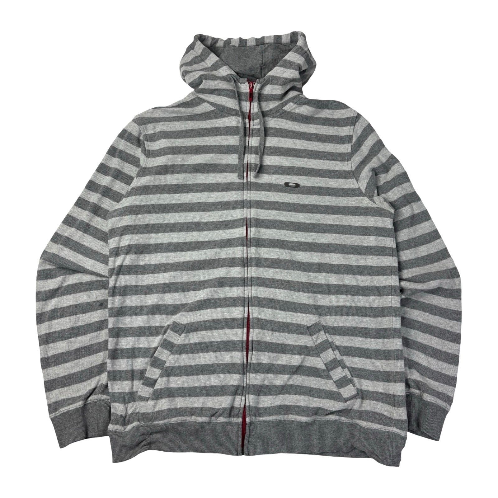 Y2K Oakley Striped Full-Zip Hoodie Grey
