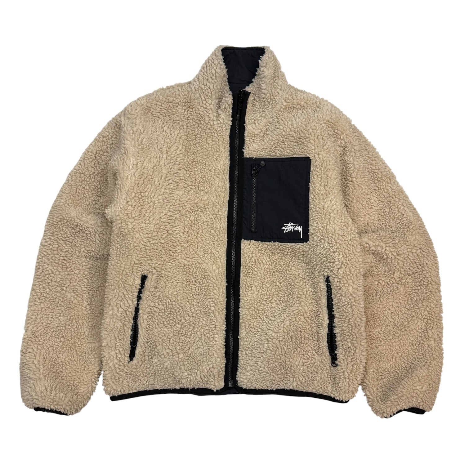 Stüssy 8 Ball Sherpa Reversible Jacket Natural/Black