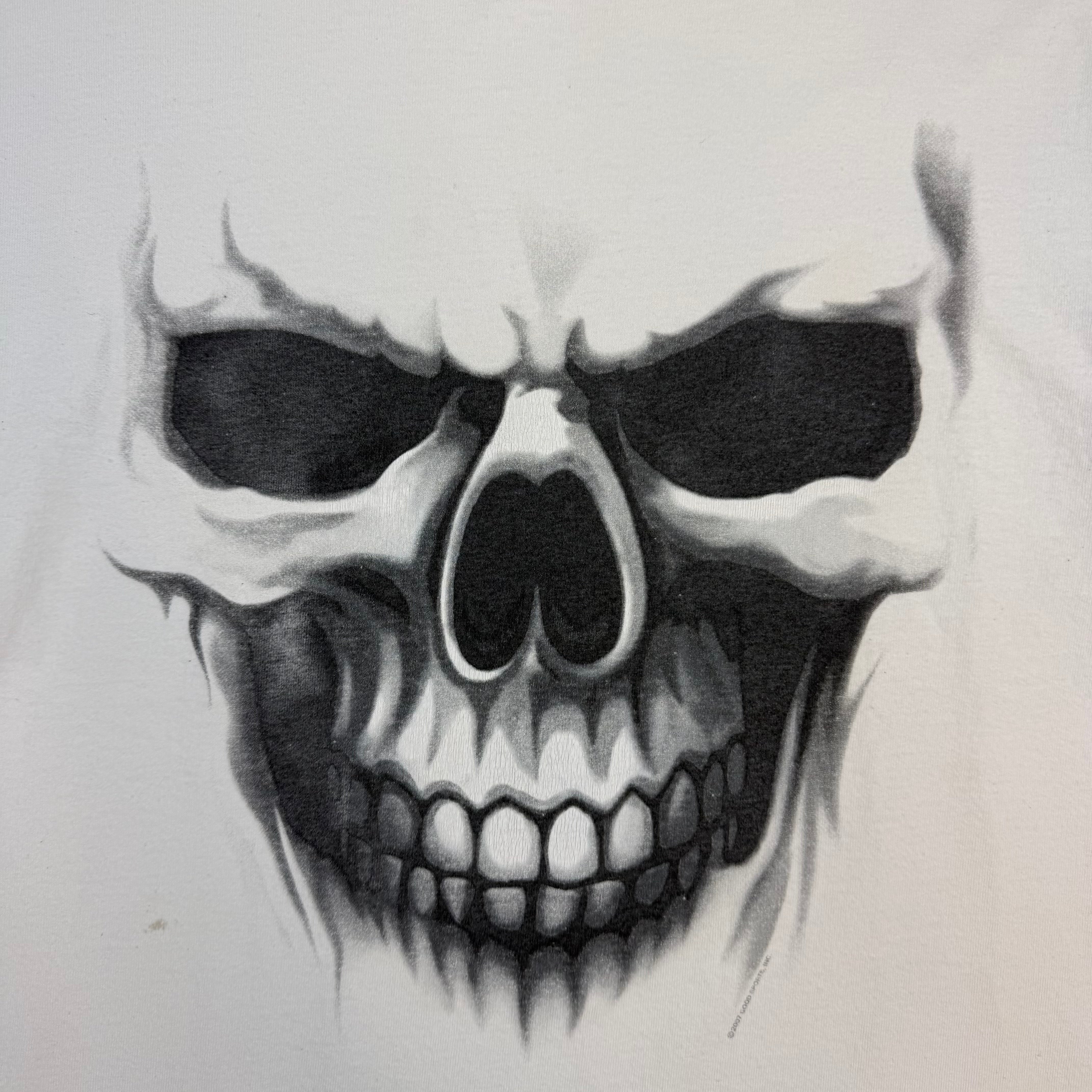 2007 Hot Leathers Ghost Skull Longsleeve White