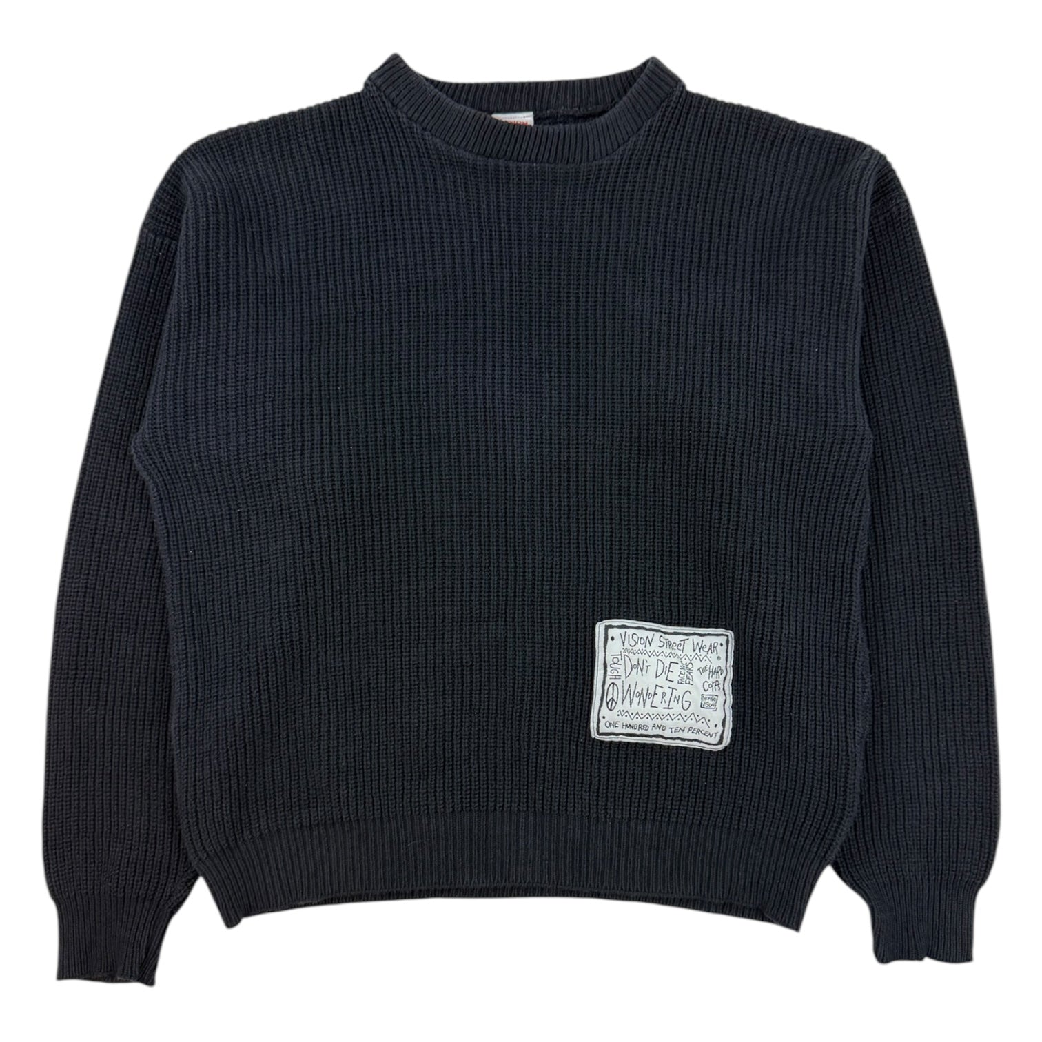 Vintage Vision Streetwear Knit Sweater Black