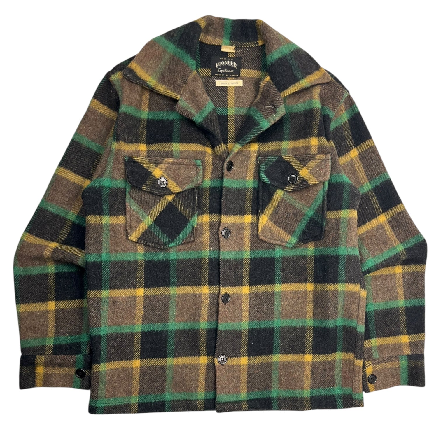Vintage Pioneer Heavy Wool Plaid Shacket Green/Brown