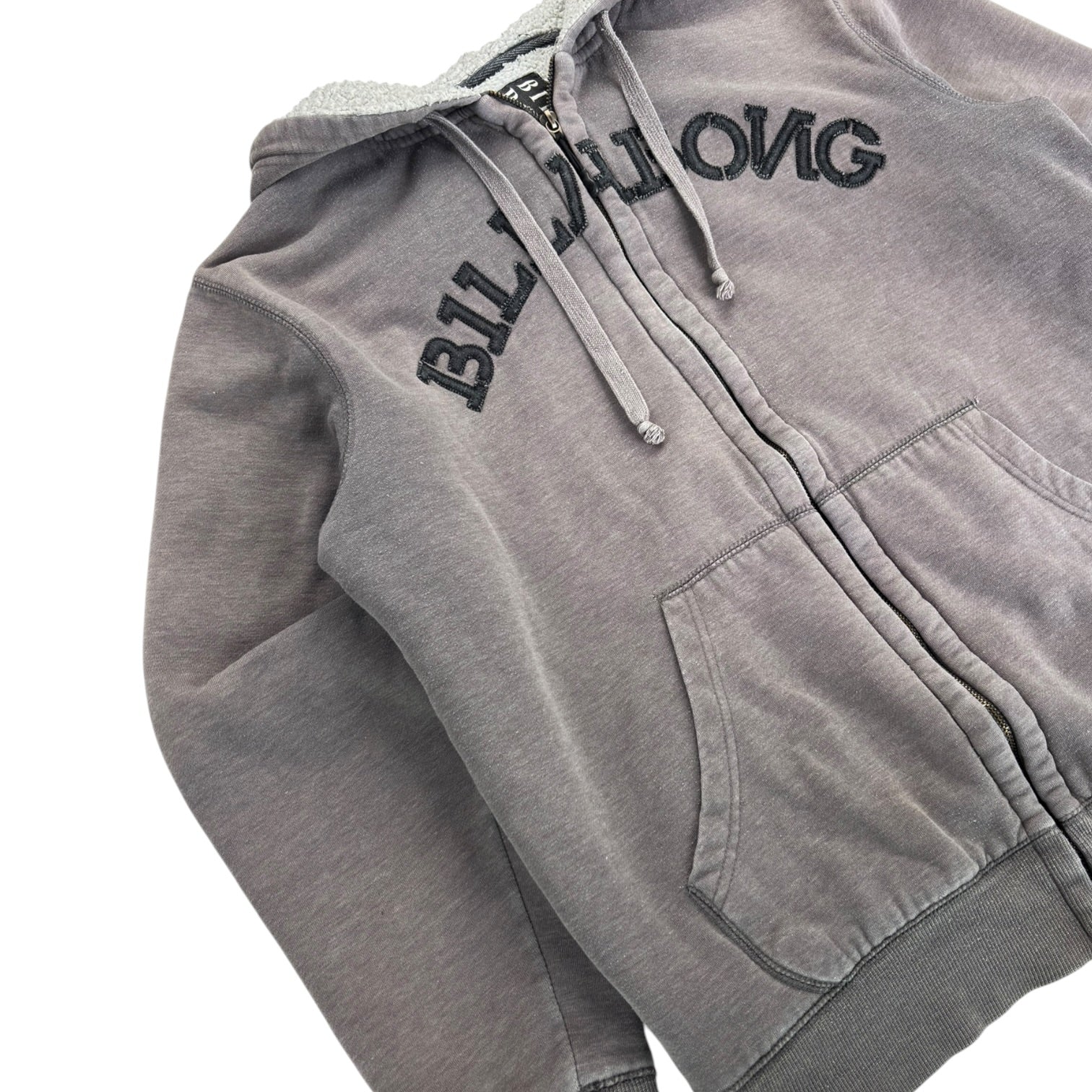 (W) Vintage Y2K Billabong Sherpa Lined Hoodie Grey