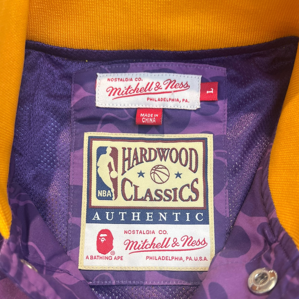 Bape x Mitchell & Ness Los Angeles Lakers Warm Up Jacket Purple