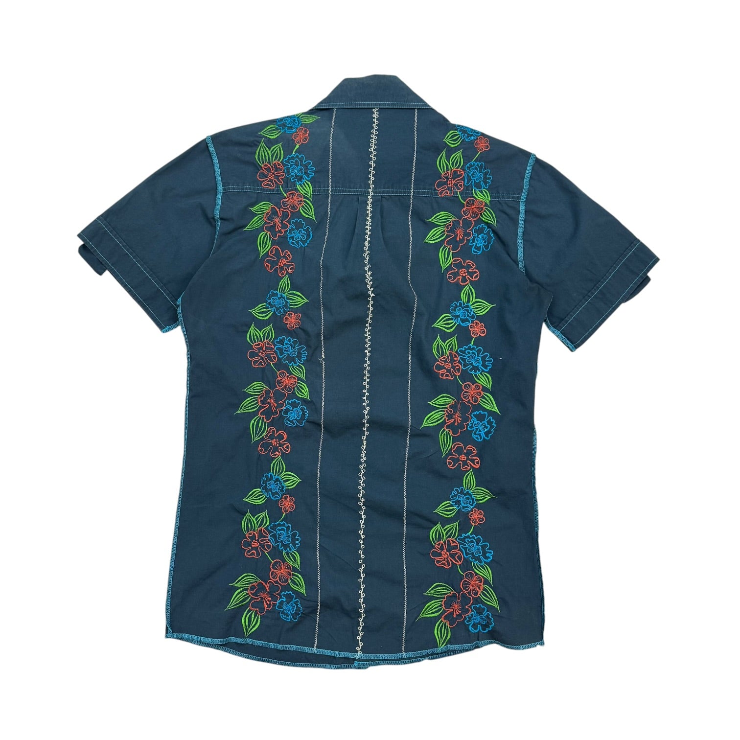 Vintage Dolce & Gabbana Floral Button Up Shirt Navy Blue
