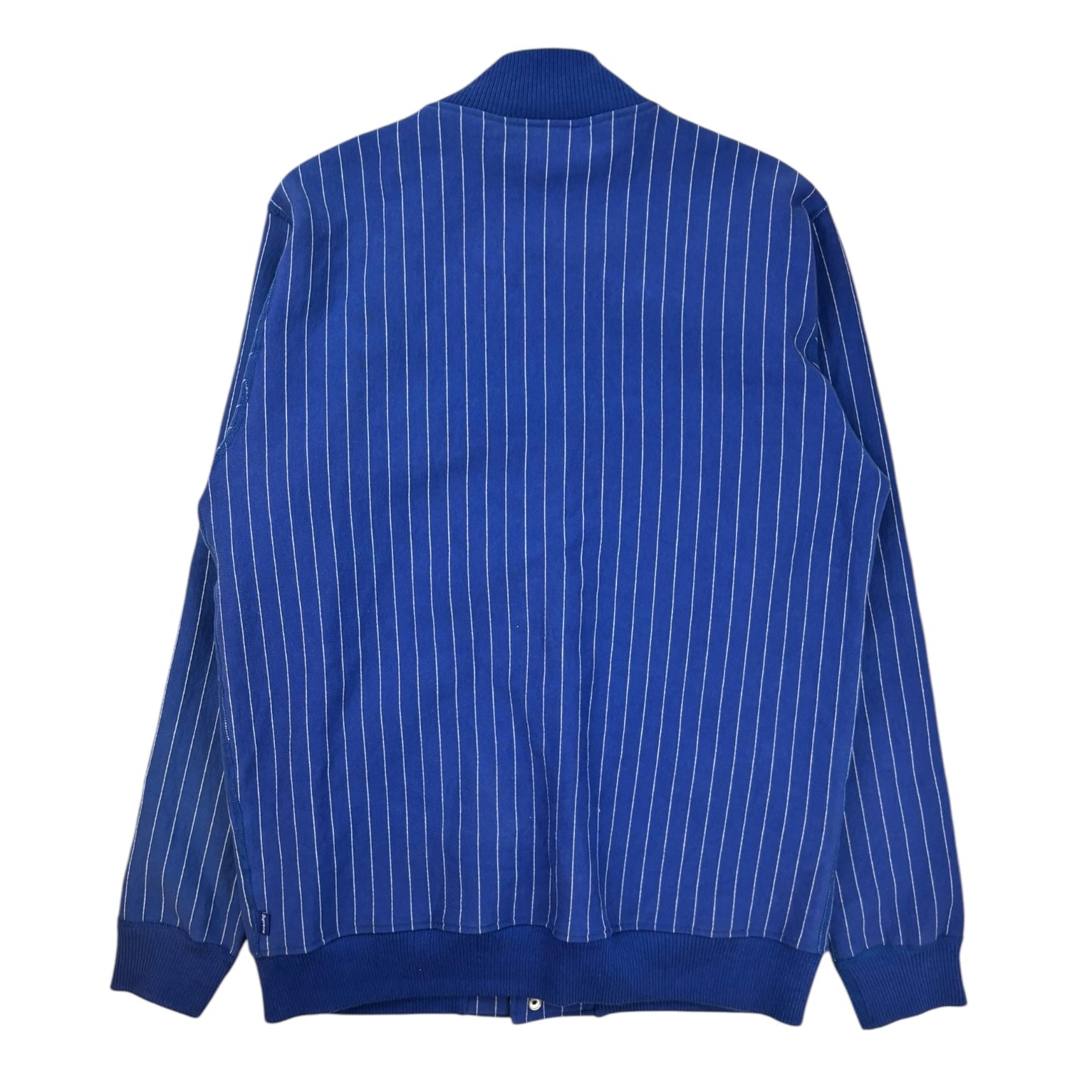 2008 Supreme Script Logo Pinstripe Jacket Blue