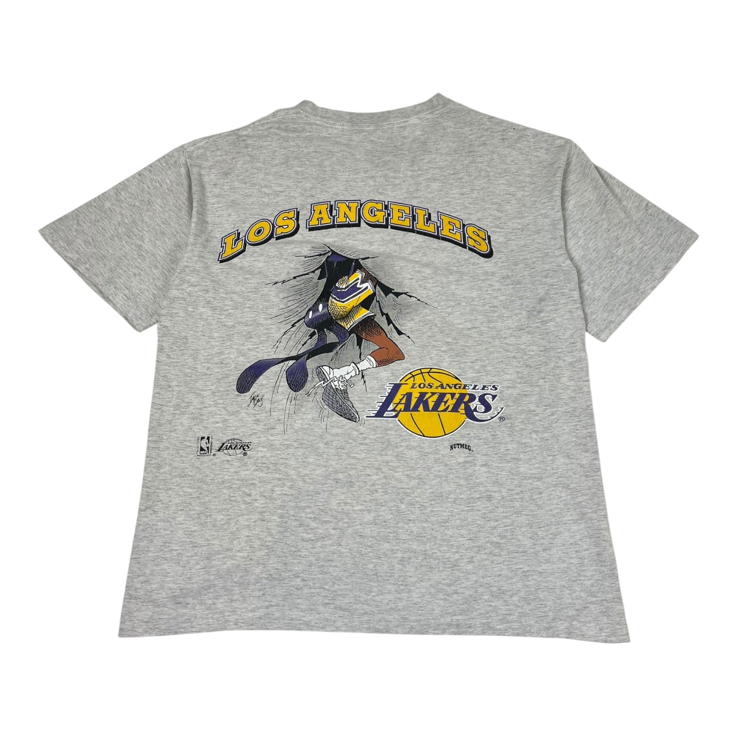 Vintage Nutmeg Mills NBA Los Angeles Lakers Caricature Graphic T-Shirt
