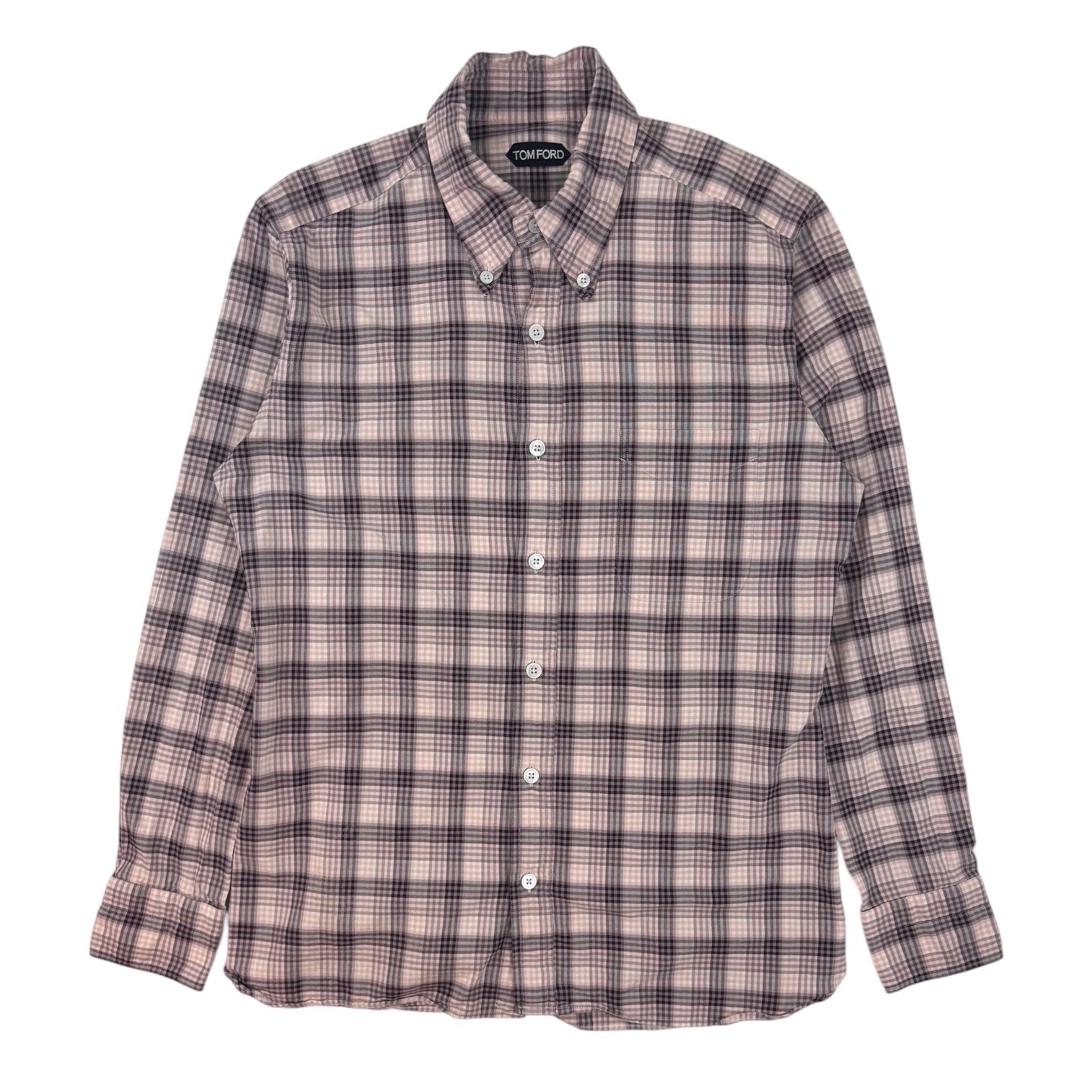 Tom Ford Plaid Check Cotton Button-Up Pink