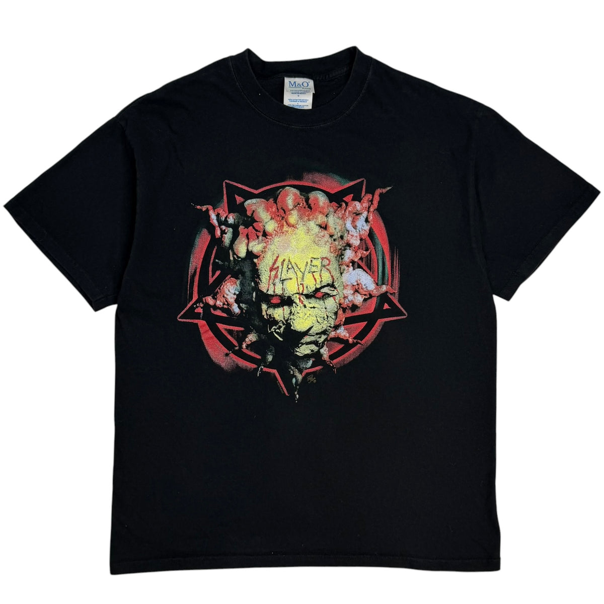 2003 Slayer Demon Head Pentagram Tee Faded Black