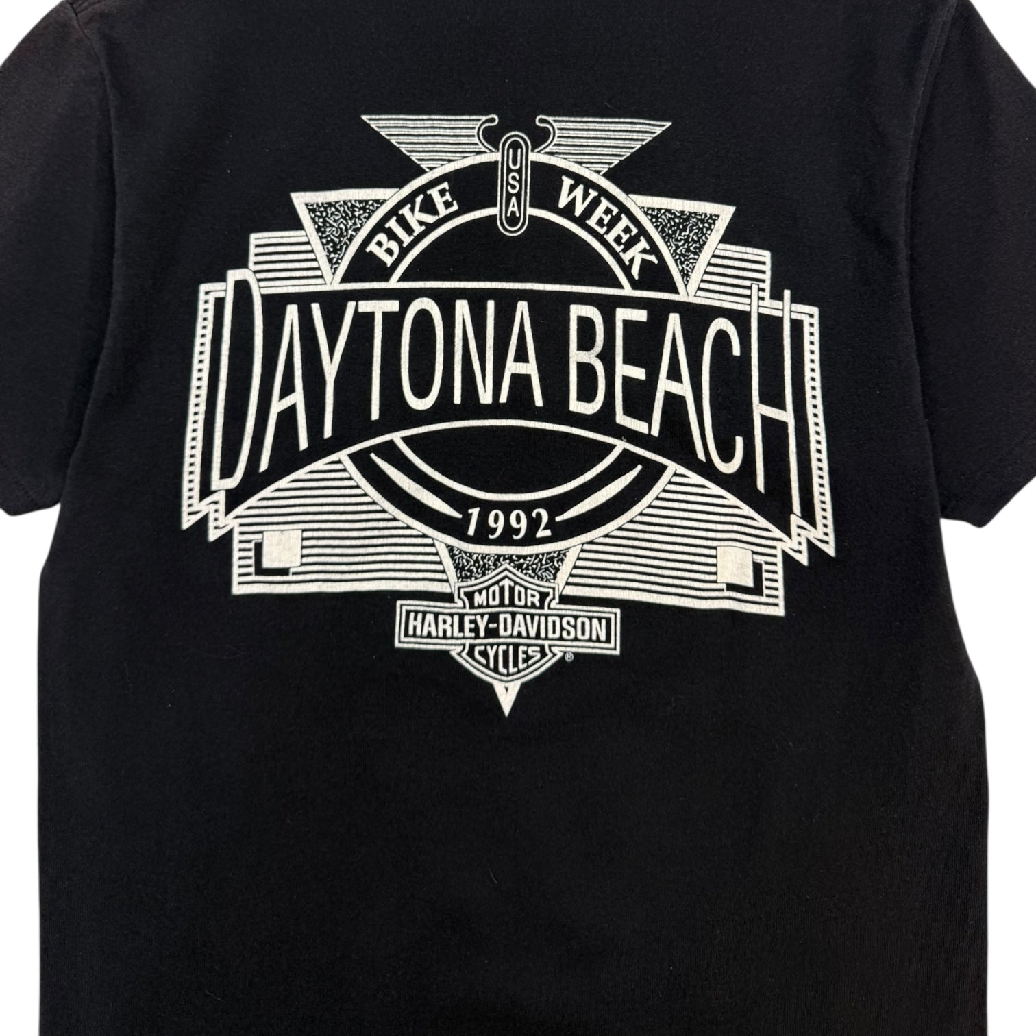 1991 Harley Davidson Eagle 3D Emblem Daytona Beach T-Shirt Black