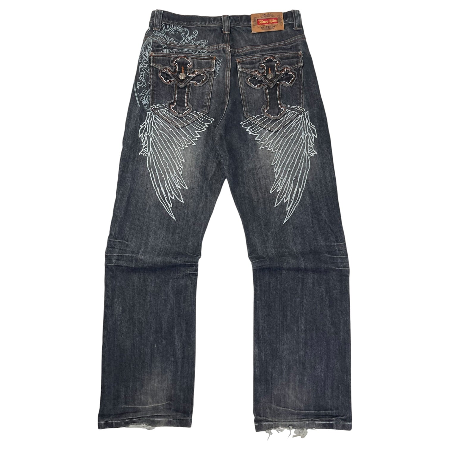 Vintage Y2K Raw Blue Denim Bottoms Dark Wash